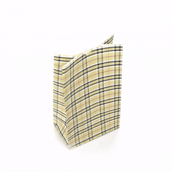Eco-Friendly Plaid Paper Bags 12 lb - 7 x 4.25 x 12.5 Inches - Pack of 100 - Perfect for Retail Shopping, Gift Wrapping & Party Favors