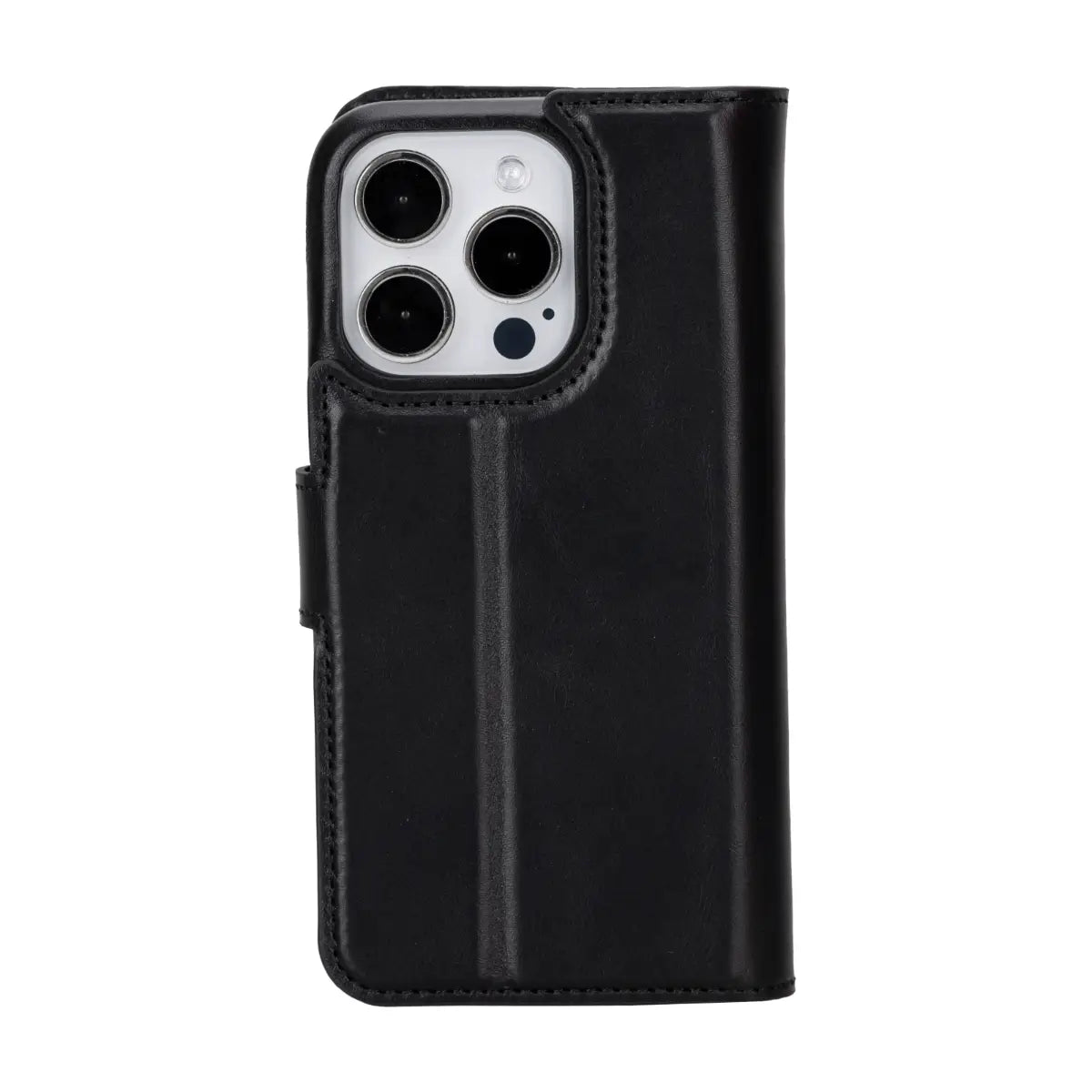Premium Black Leather Wallet Case for iPhone 15 Pro - Slim Protective Cover with Card Slots | Perfect for Business, Travel & Everyday Use
