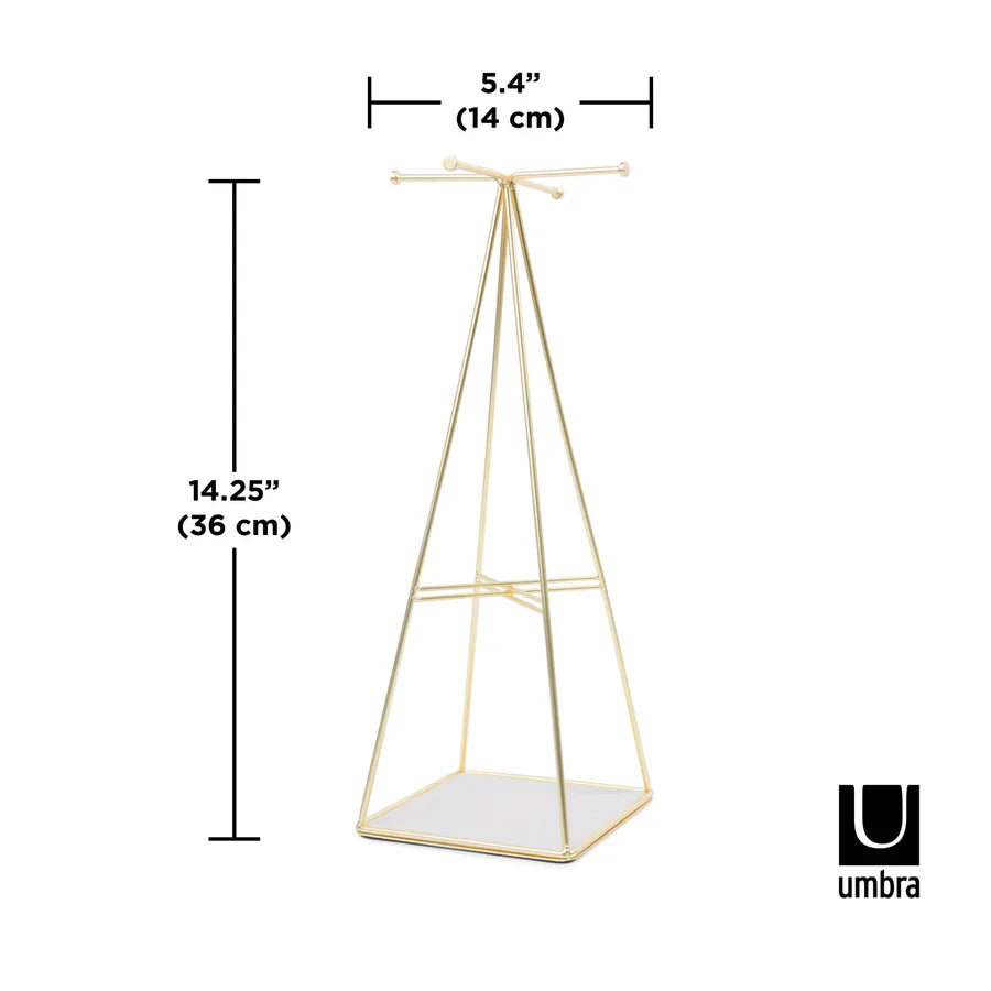 Prisma Jewelry Stand Mat Brass - Elegant Display for Necklaces, Rings & Earrings - Perfect for Vanity, Dresser & Jewelry Organizer