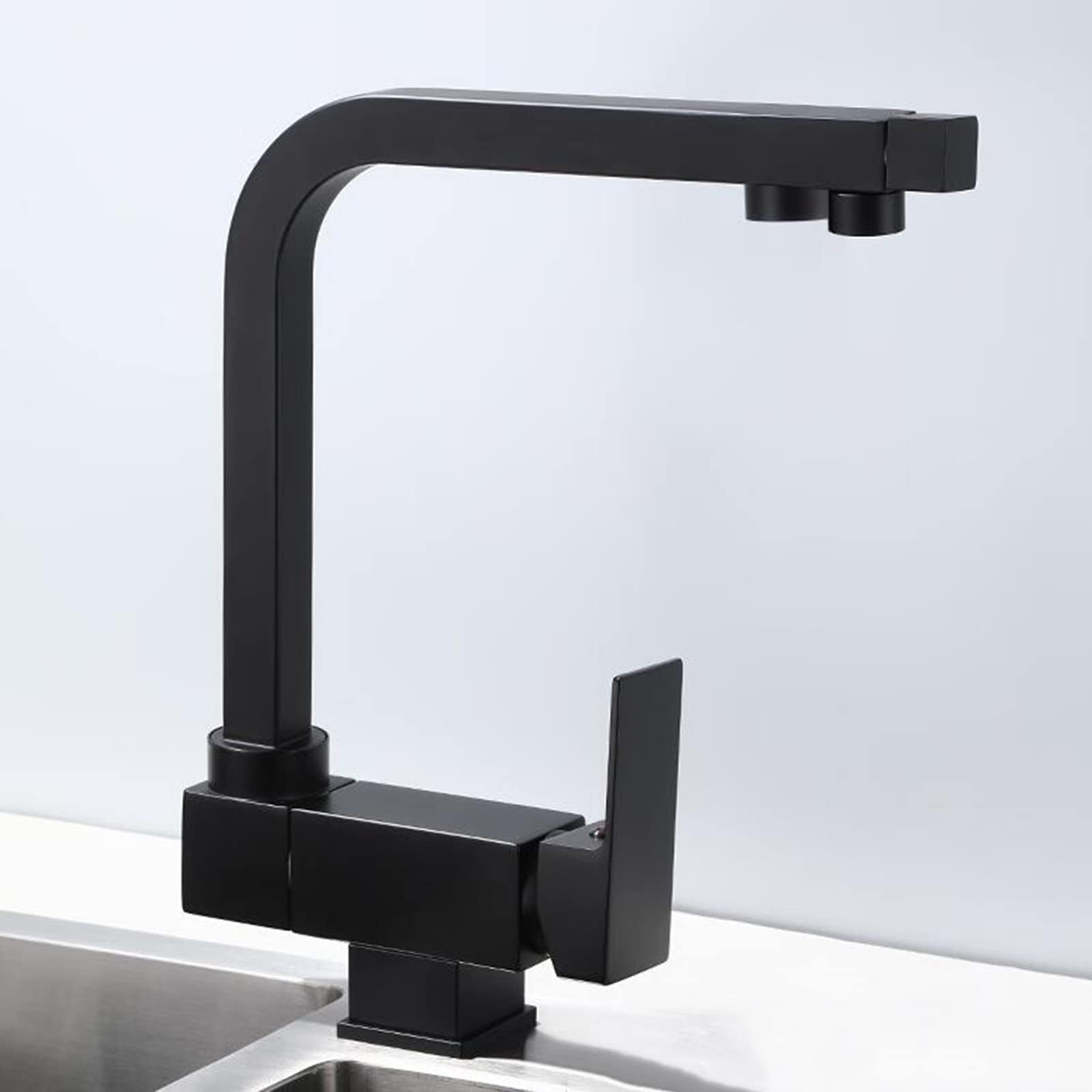 3-in-1 Black Brass Folding Kitchen Faucet with 3-Way Sprayer - High Pressure Pull Down Spray Sink Faucet for Modern Kitchen, Dish Washing & Food Prep