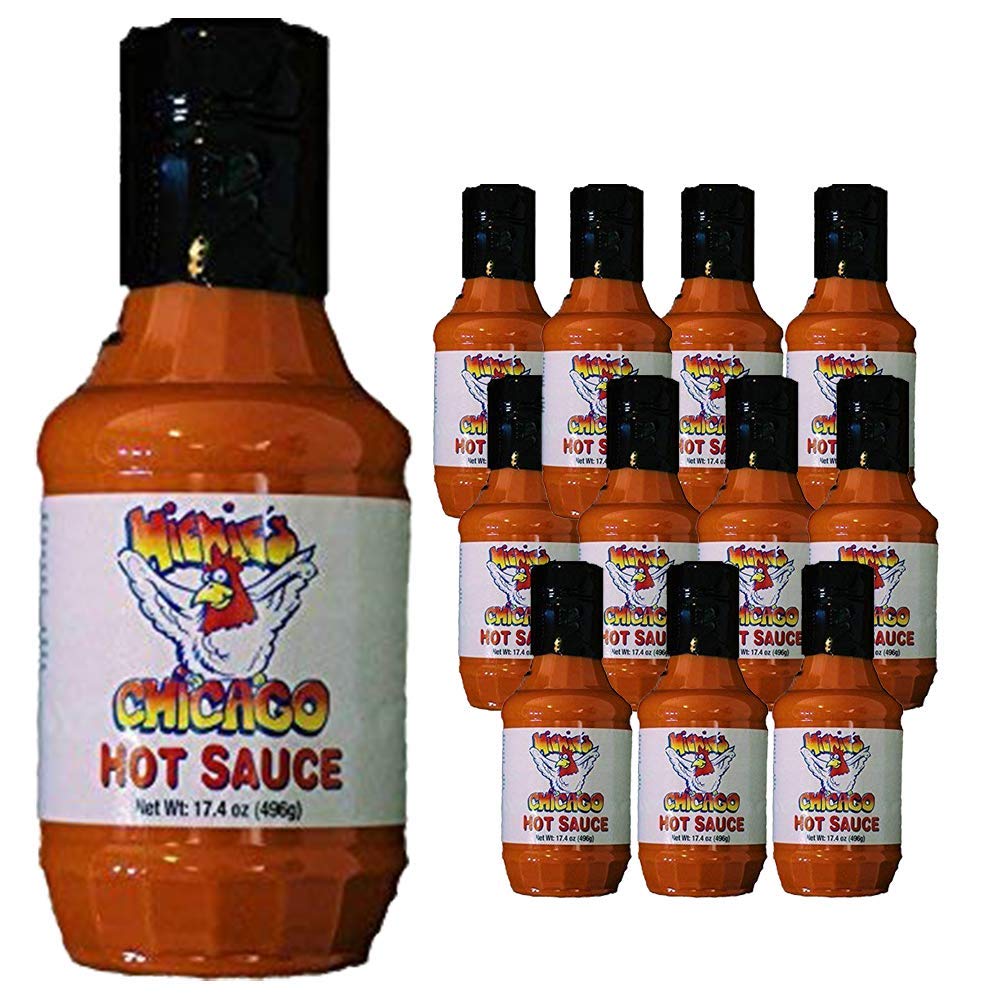 Hienie's Chicago Hot Sauce - 12 Pack (1 Pint Bottles) - Spicy & Flavorful Hot Sauce for Wings, Tacos, Burgers & More - Perfect for BBQ, Parties & Gifting