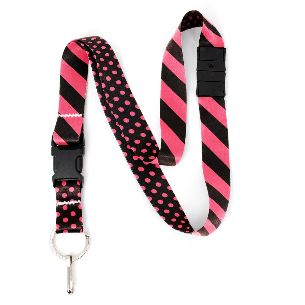 Buttonsmith Chocolate Stripes Breakaway Lanyard with Buckle & Flat Ring - Durable USA-Made Safety Lanyard for ID Badges, Keys & Work Accessories - Perfect for Office, School & Events