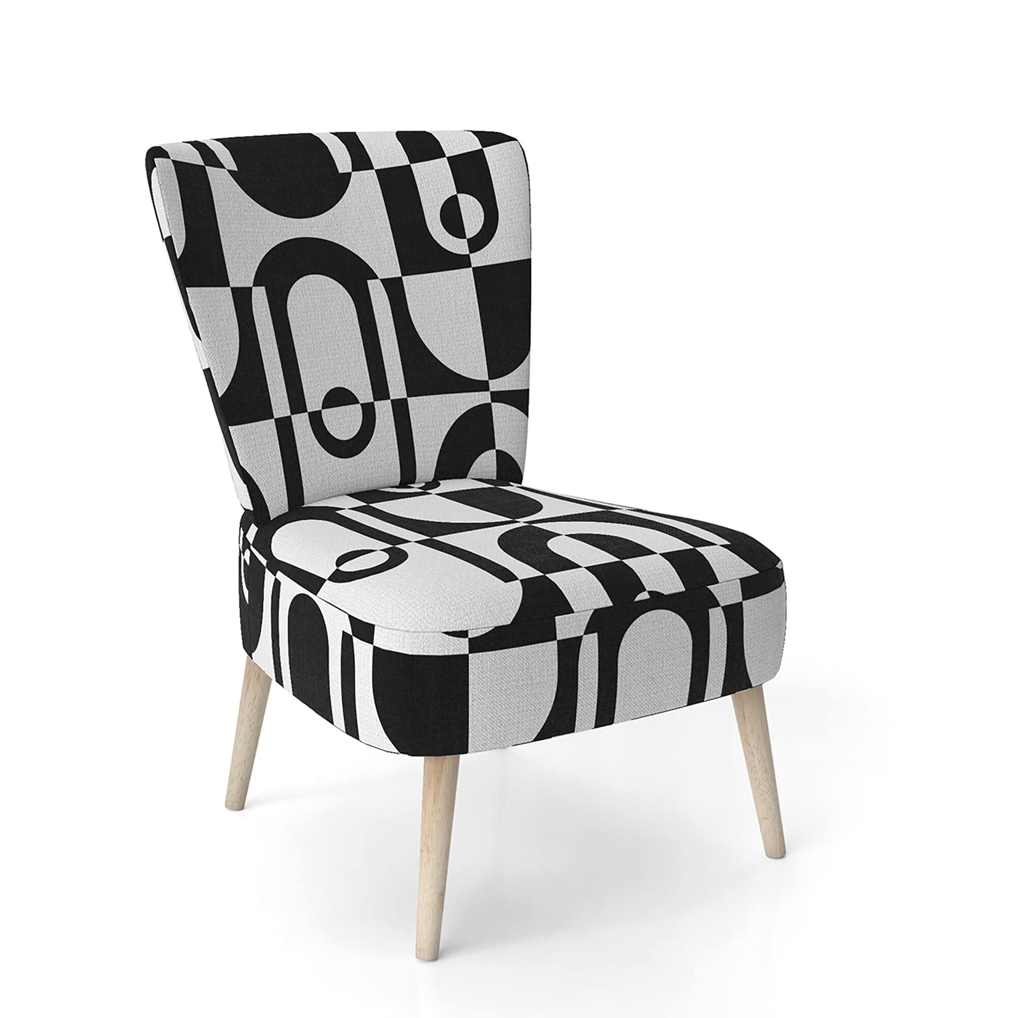 Designart Mid-Century Modern Accent Chair - Monochrome Geometric Pattern VIII Upholstered Armchair for Living Room, Bedroom & Office - 32.5
