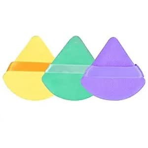 SUNISA Soft Triangle Powder Puff - 3 Pack Multicolor Makeup Sponges for Loose Powder & Foundation | Beauty Blender & Cosmetic Application Tool | Perfect for Face & Body Makeup On-The-Go