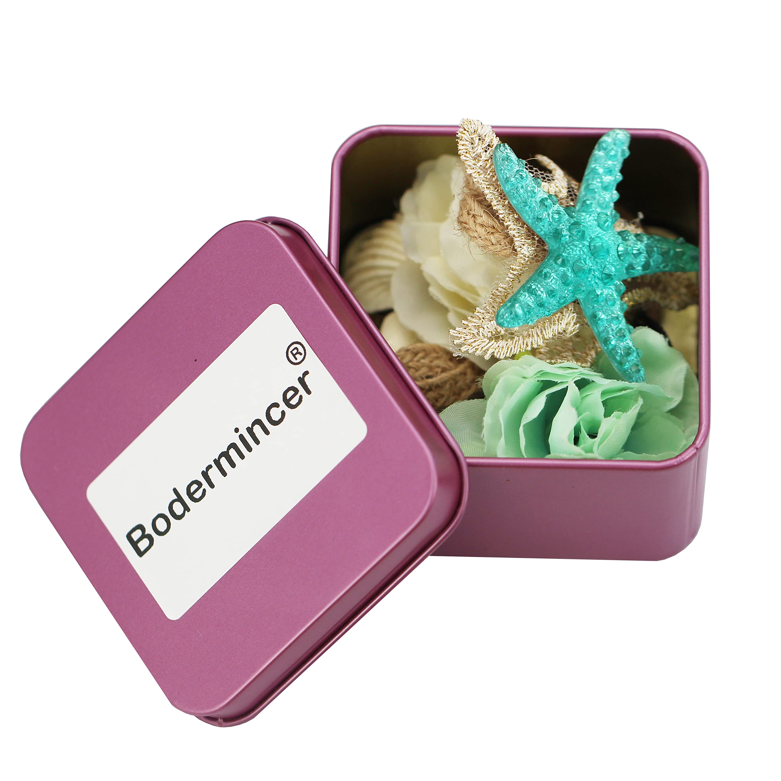 Bodermincer Fashion Ocean Acrylic Starfish Headband - Real Shell Wave Hairband with Rose Flowers, Elastic Forehead Band for Women - Mermaid Hair Accessories for Beach Parties, Weddings & Summer Outfits