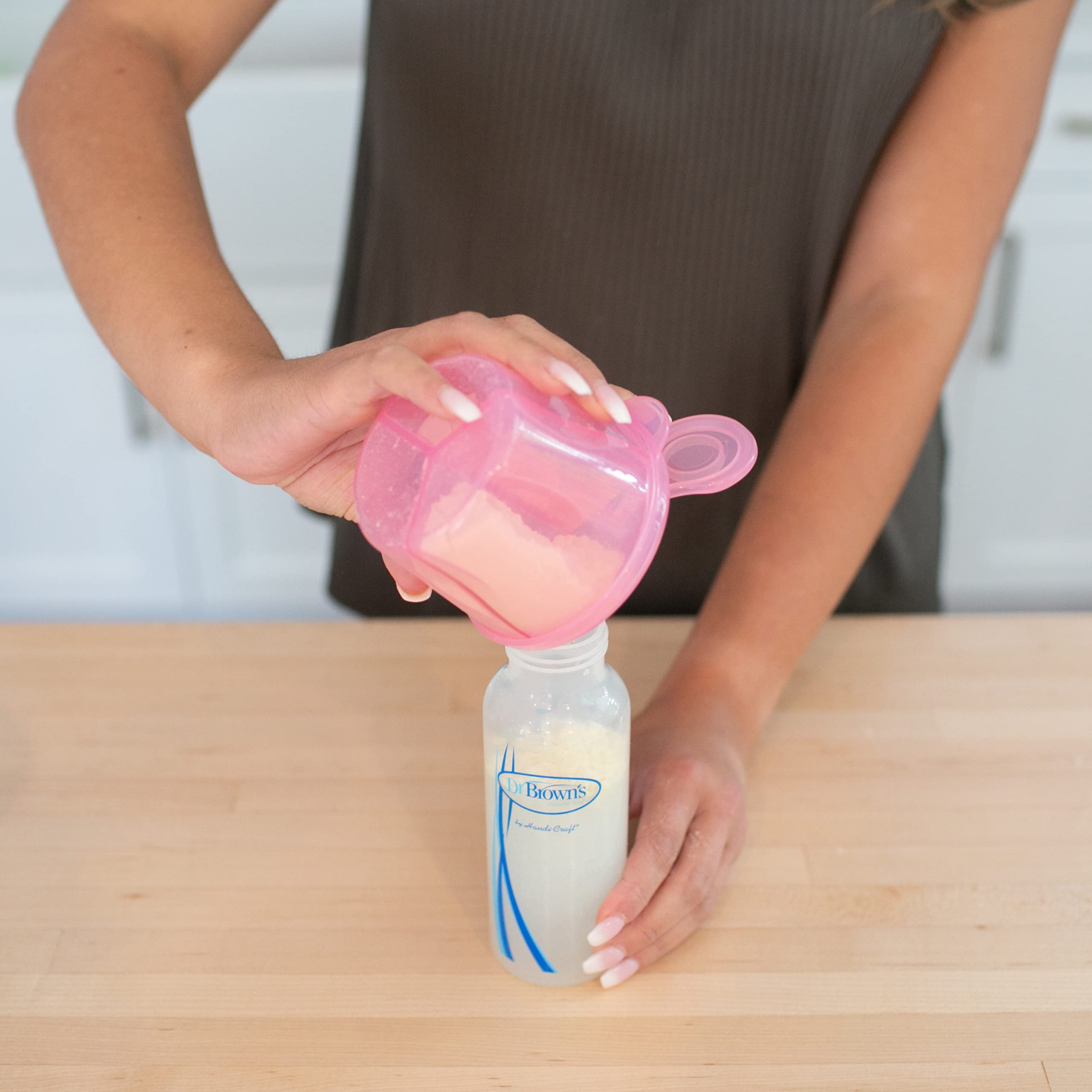 Dr. Brown's Baby Formula Dispenser with Snap-On Lid - Portable Milk Powder Container for Travel, On-the-Go Feeding - Perfect for Diaper Bags, Strollers & Car Seats (Pink)