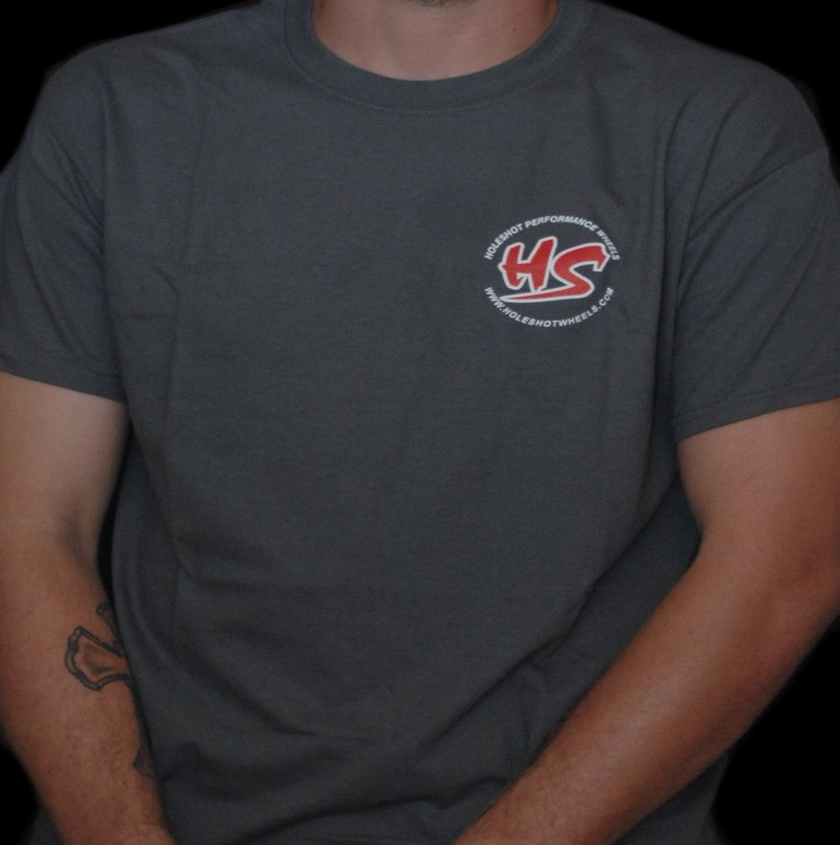 Holeshot Performance T-Shirt for Men - Comfortable Grey Cotton Tee for Motorcycle Riding, Racing & Casual Wear
