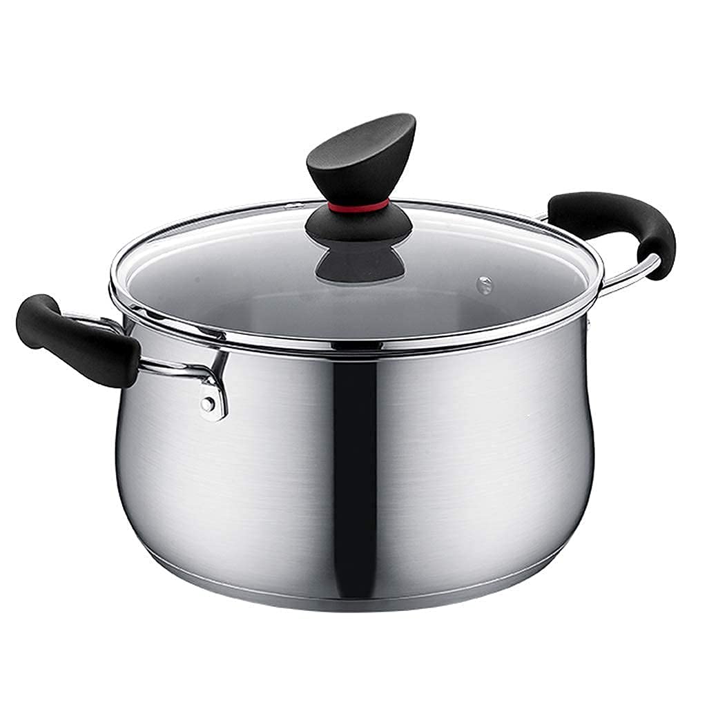Premium Stainless Steel Soup Pot with Lid - 20x20cm Non-Stick Saucepan for Cooking, Stewing & Boiling - Perfect for Soups, Noodles, Porridge & Casseroles - Ideal for Home Kitchen & Restaurant Use