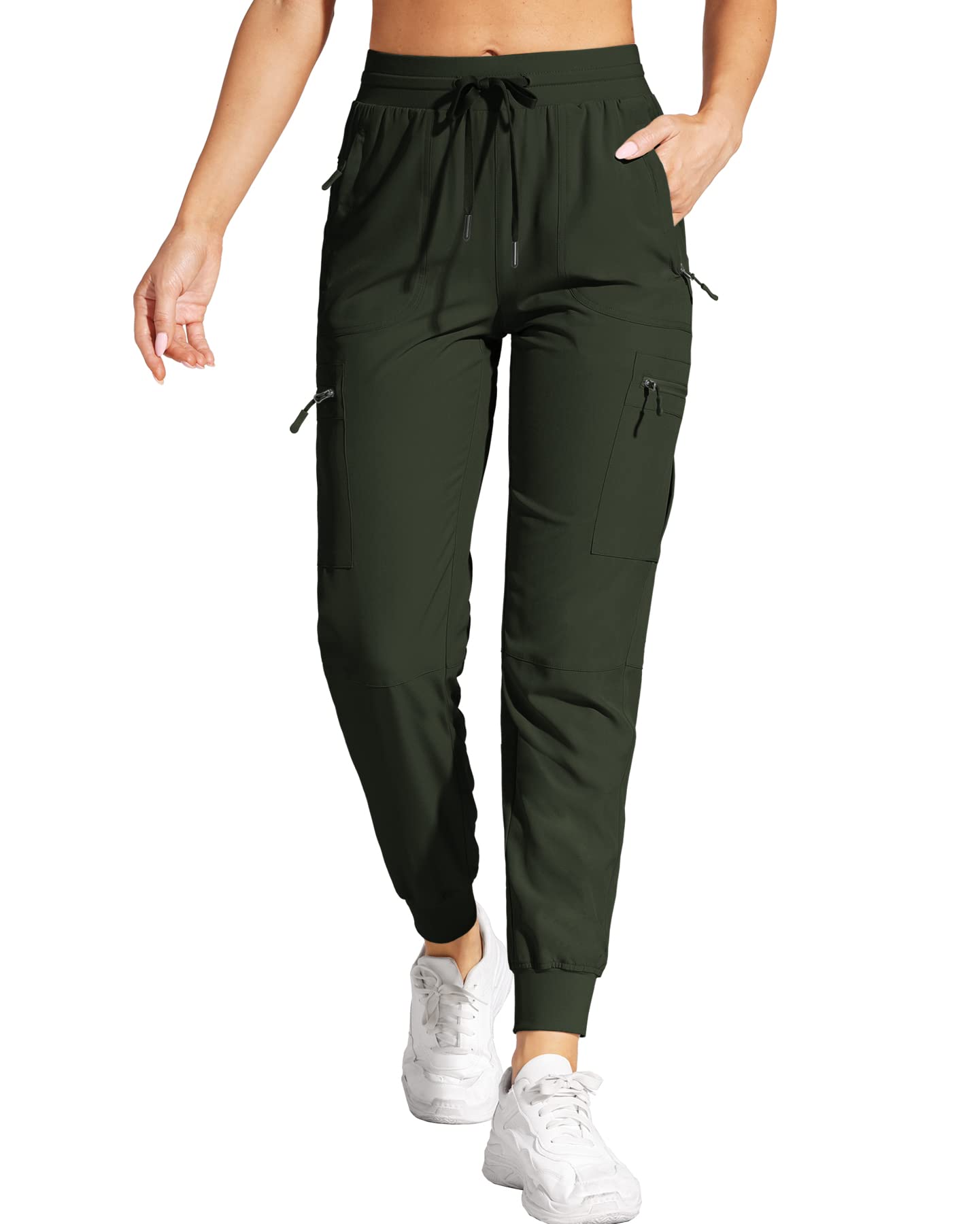Women's Lightweight Quick-Dry Cargo Joggers - Water Resistant Hiking Pants with Zipper Pockets for Travel, Outdoor & Casual Wear | Perfect for Hiking, Camping, Gym & Everyday Comfort