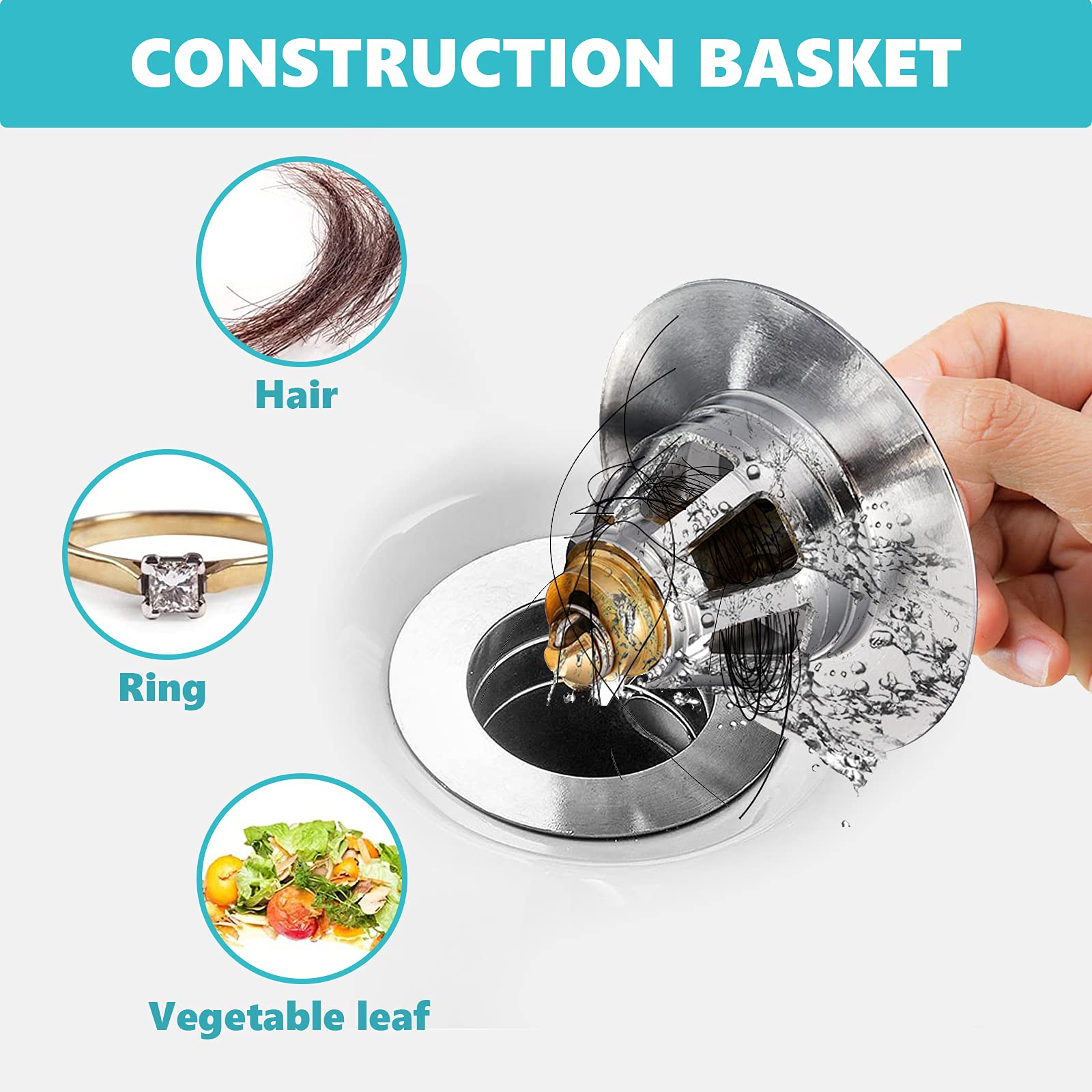 Premium Pop-Up Bathroom Sink Stopper & Drain Strainer - Universal Fit for 1.0''-1.5'' US Standard Sink Drains (S-1) - Perfect for Bathroom, Vanity & Guest Room Sinks