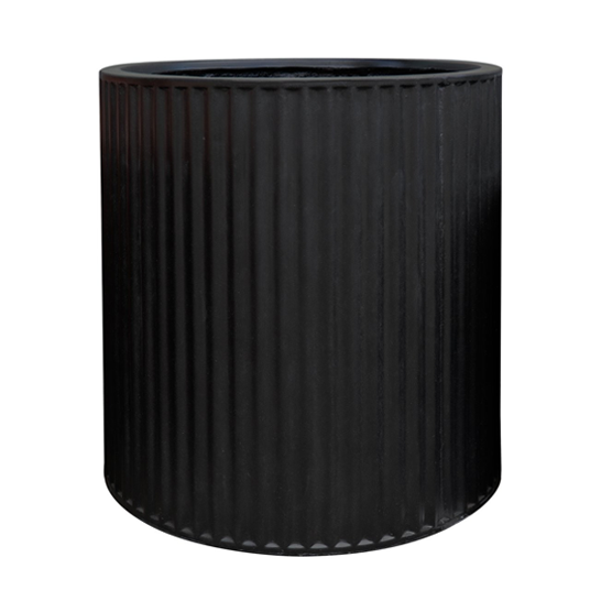 Piako Large Ribbed Black Outdoor Planter Pot - Durable Garden Flower Pots for Patio, Balcony & Backyard Decor