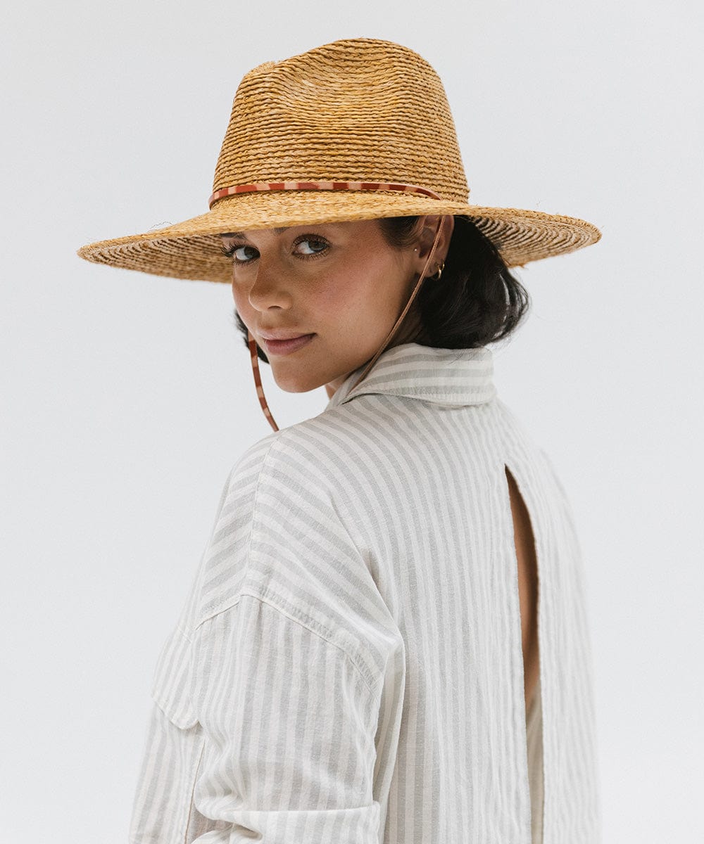 Ozzy Packable Straw Sun Hat for Women - UPF 50+ Wide Brim Summer Beach Hat - Foldable Travel Sun Hat for Outdoor, Vacation, and Gardening