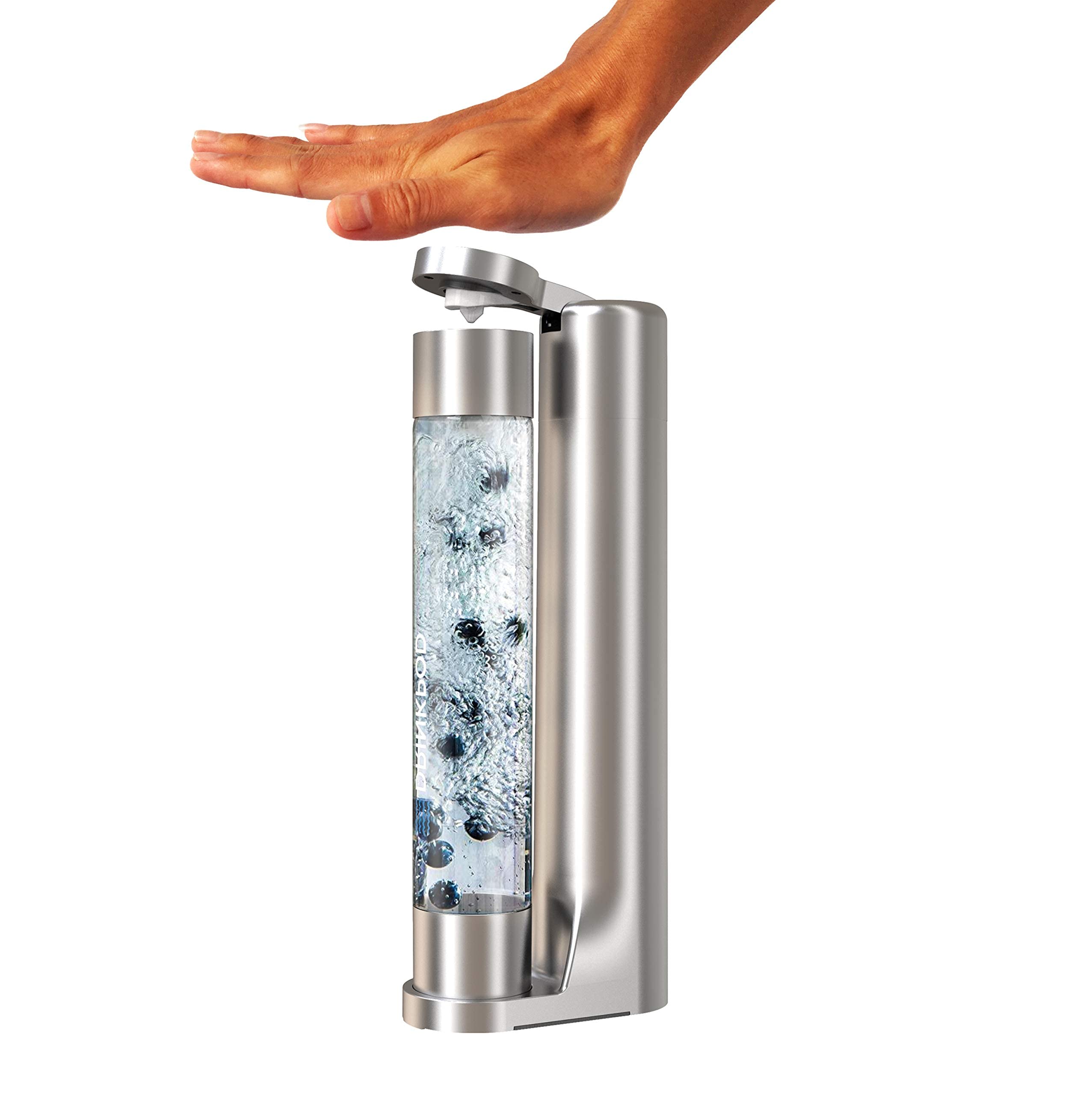 FIZZpod Soda Maker Machine - Make Sparkling Water, Juice, Coffee & Cocktails at Home | Includes 3 Bottles, 3 Caps, Carbonator Cap & 2 CO2 Cylinders (Silver) | Perfect for Kitchen, Office, Parties & Healthy Drinks