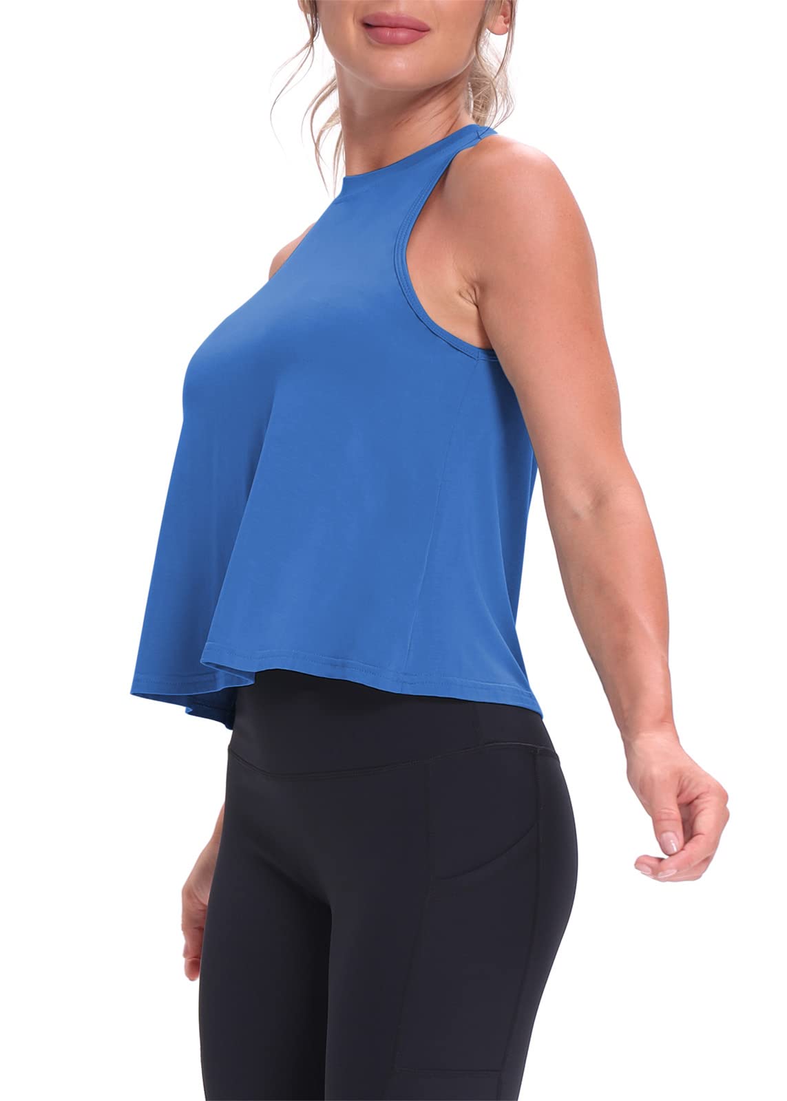 Mippo Women's Workout Crop Tops - Flowy Athletic Tank Tops for Yoga, Running & Gym | Breathable Summer Fitness Shirts