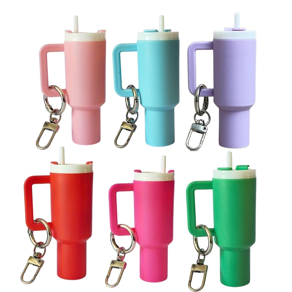 6-Pack Mini Tumbler Keychains - Cute Cup Keychain for Stanley Cup, Stylish Handbag Charms for Women, Lip Balm Holder for Girls - Perfect for Keyrings, Backpacks, Gifts & Everyday Accessories
