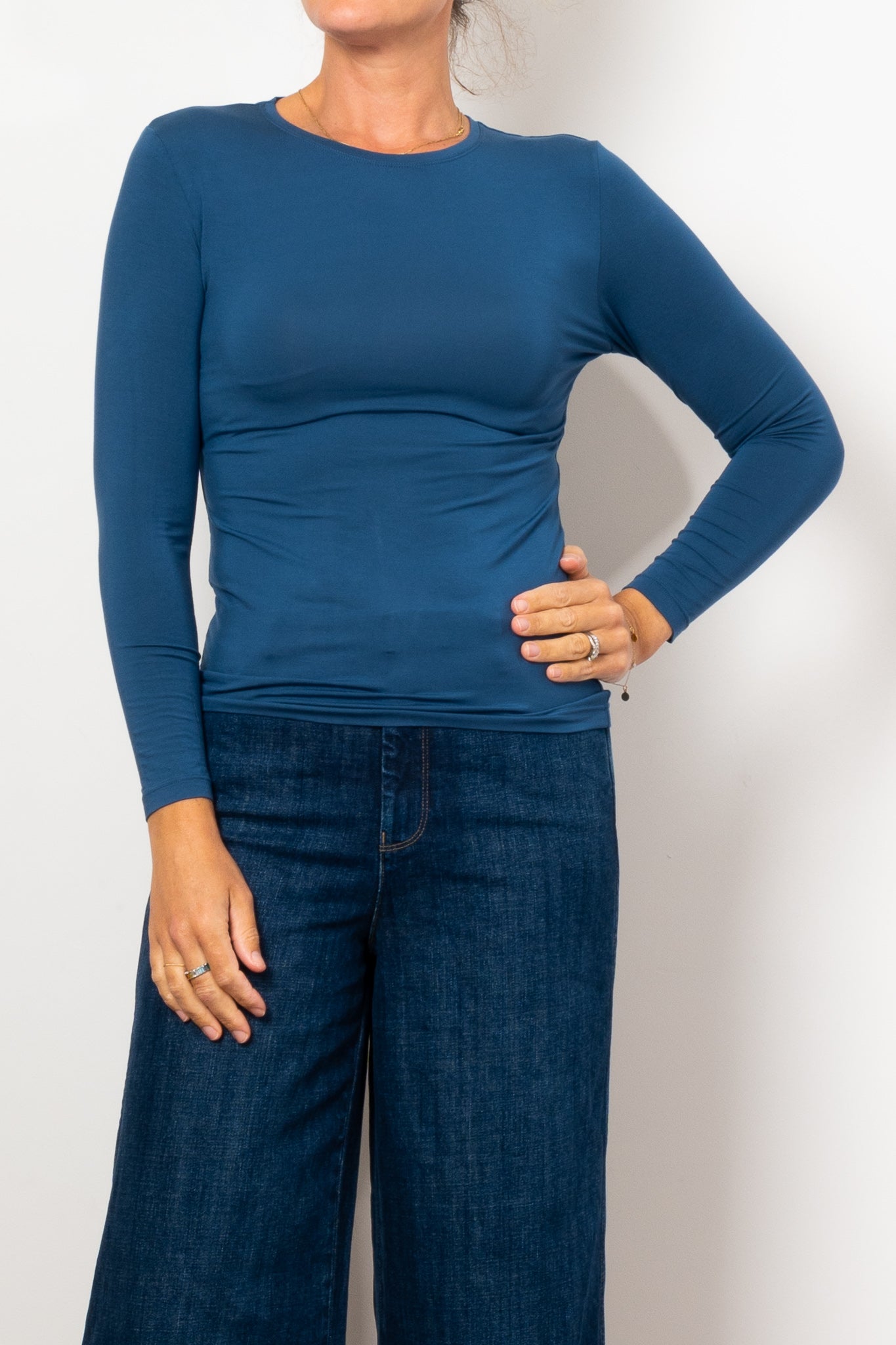 Tani Women's High Neck Long Sleeve Micromodal T-Shirt - Soft Stretchy Casual Top for Work, Yoga & Everyday Wear