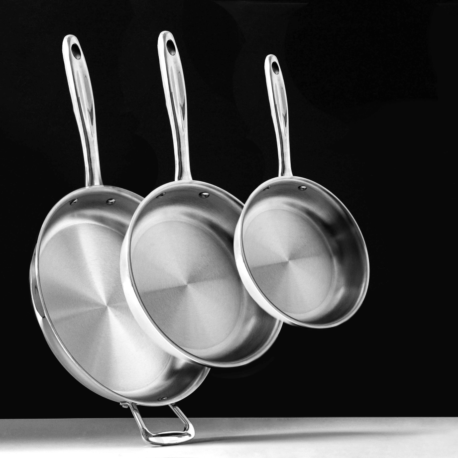3-Piece Nonstick Fry Pan Set - Stainless Steel Cookware for Induction, Gas & Electric Stoves - Perfect for Sautéing, Frying & Cooking Eggs, Pancakes & More