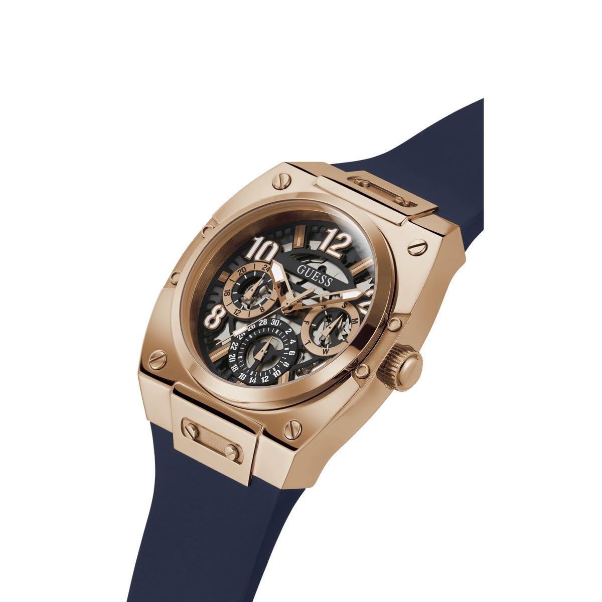GUESS Men's 43mm Stainless Steel Chronograph Watch with Date Display - Water Resistant Casual & Dress Watch for Business, Travel & Everyday Wear