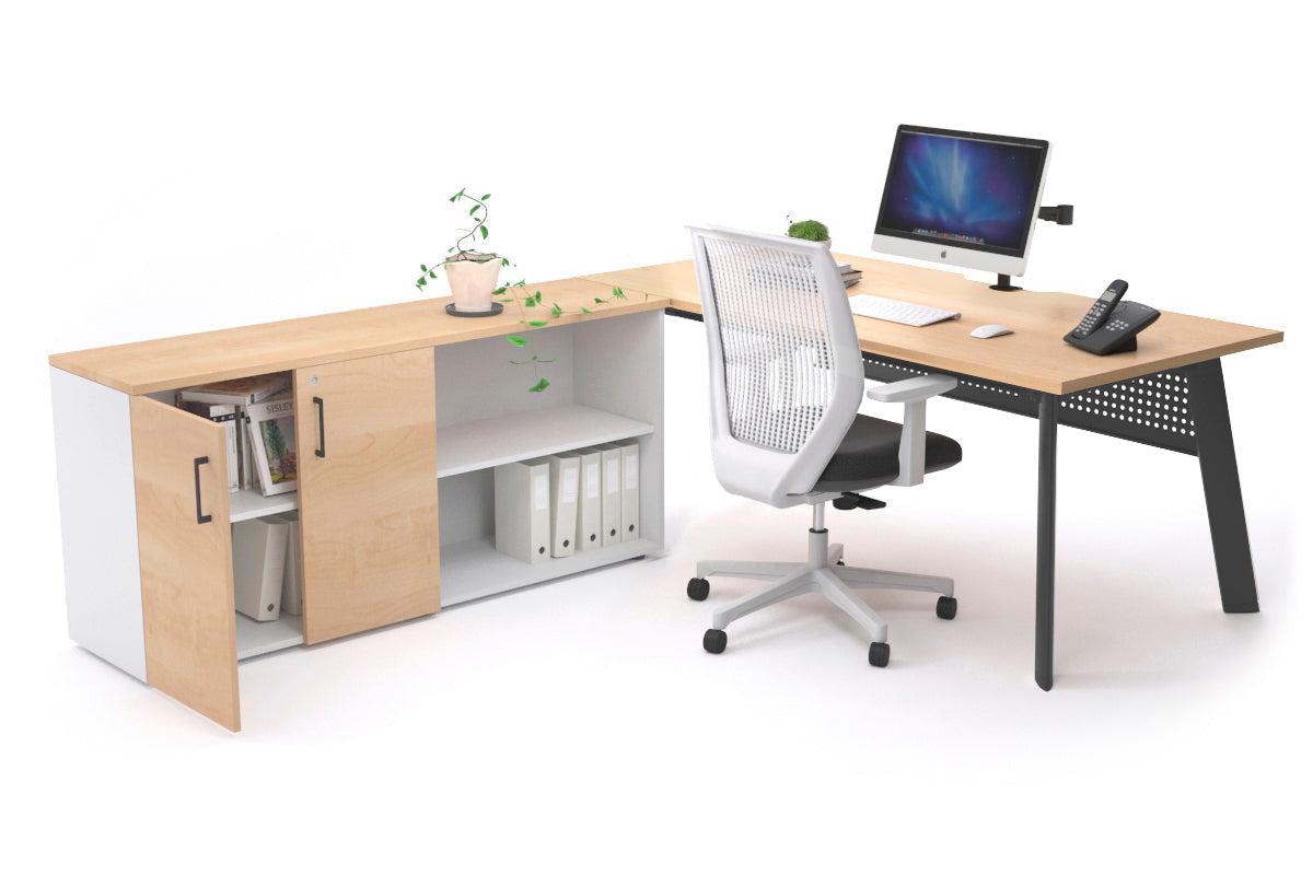 Switch Executive Setting With Uniform Spine Black Frame [1600L x 800W with Cable Scallop] - Premium Office Desk for Modern Workspaces