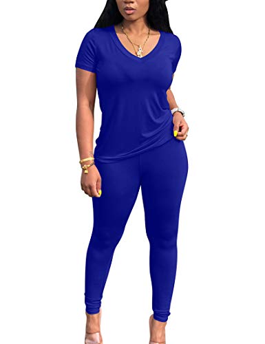 A-short Sleeve Pants Set-royal Blue