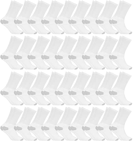 36 Pairs White Mens / Gray Heel and Toe