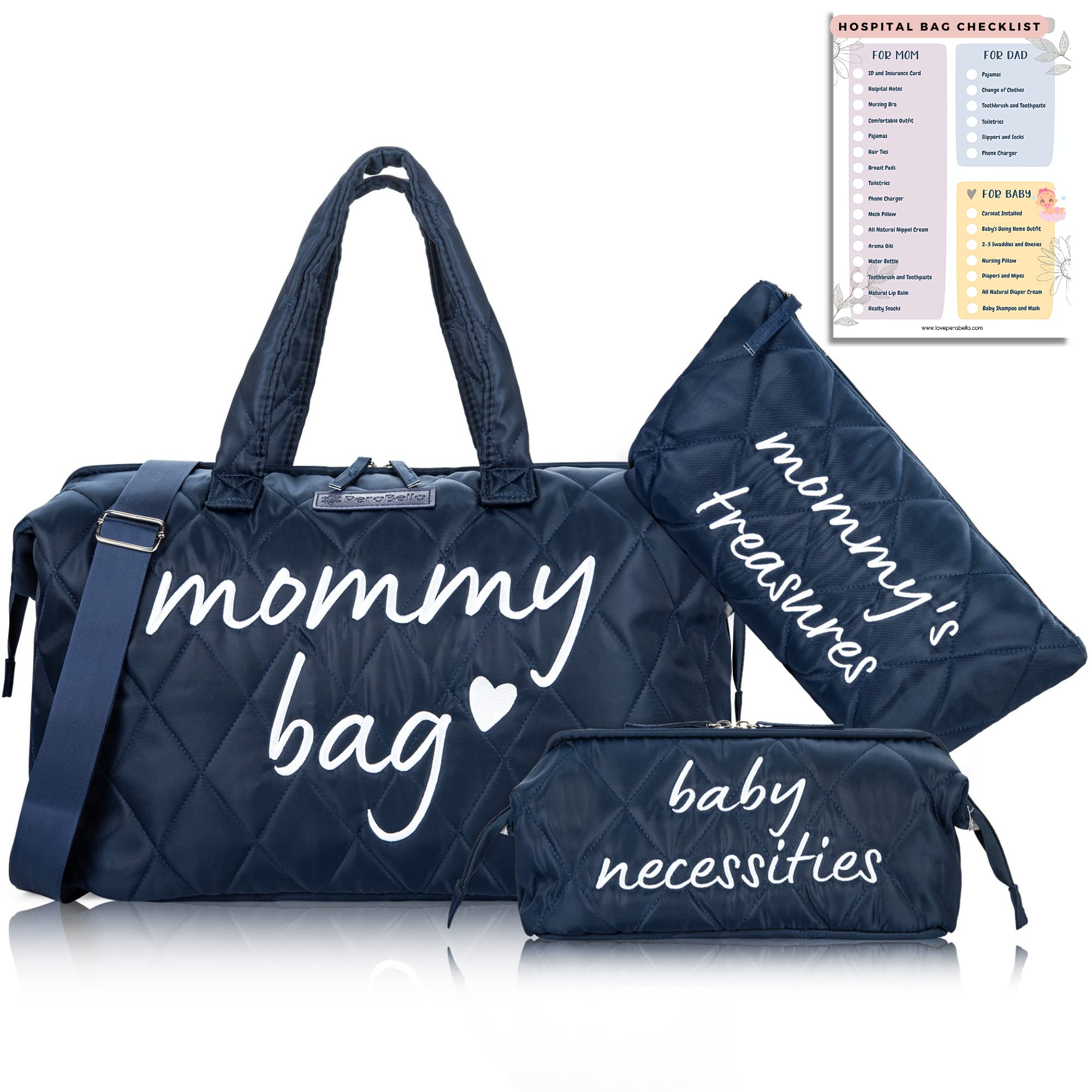 PeraBella Large Diaper Bag Tote - Stylish Hospital Bag for Labor & Delivery, Spacious Maternity Bag for New Moms - Perfect for Baby Essentials, Travel & Everyday Use