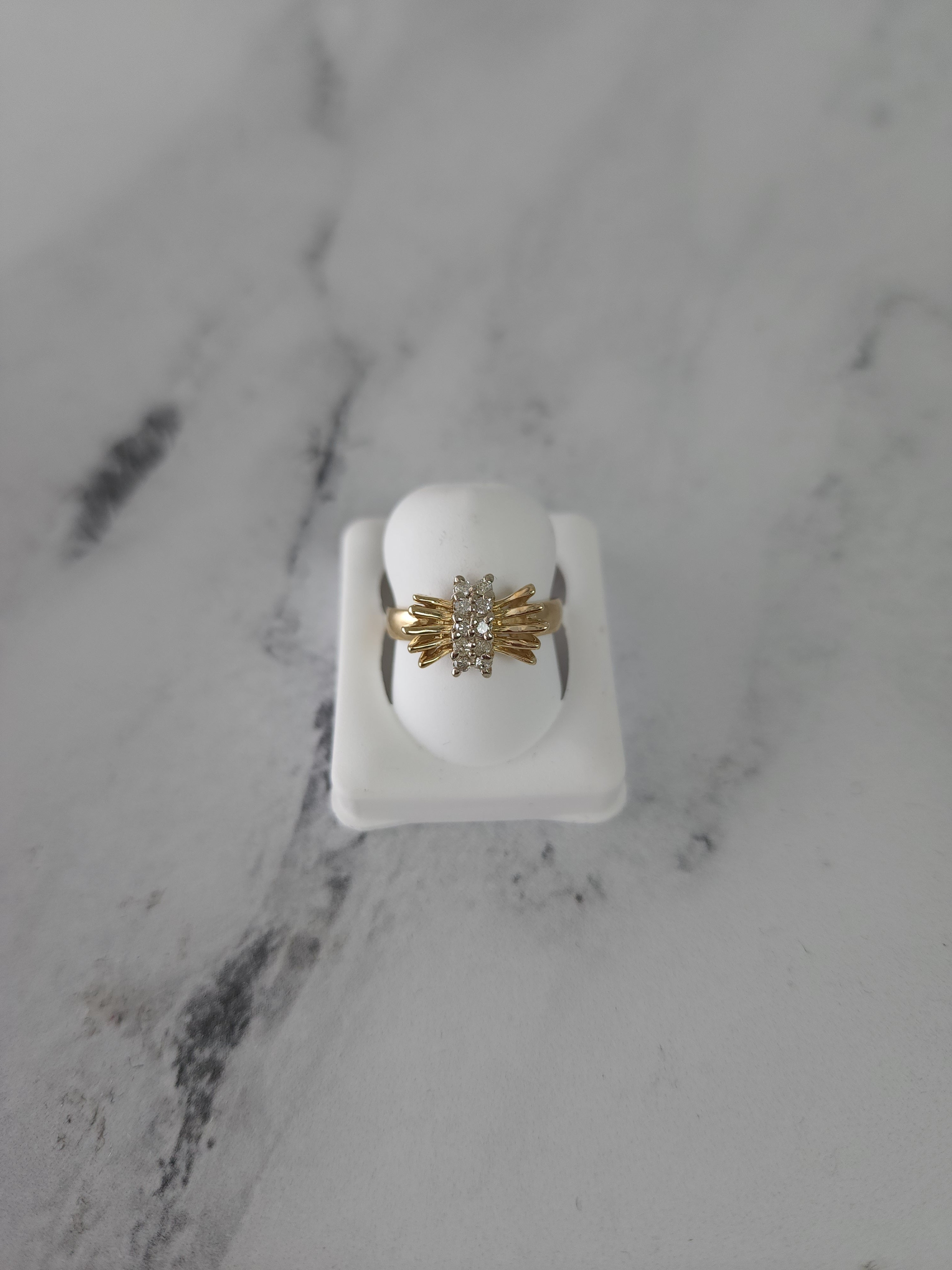 14K Yellow Gold Diamond Bow Style Ring - Elegant Jewelry for Women, Perfect for Weddings, Anniversaries & Special Occasions