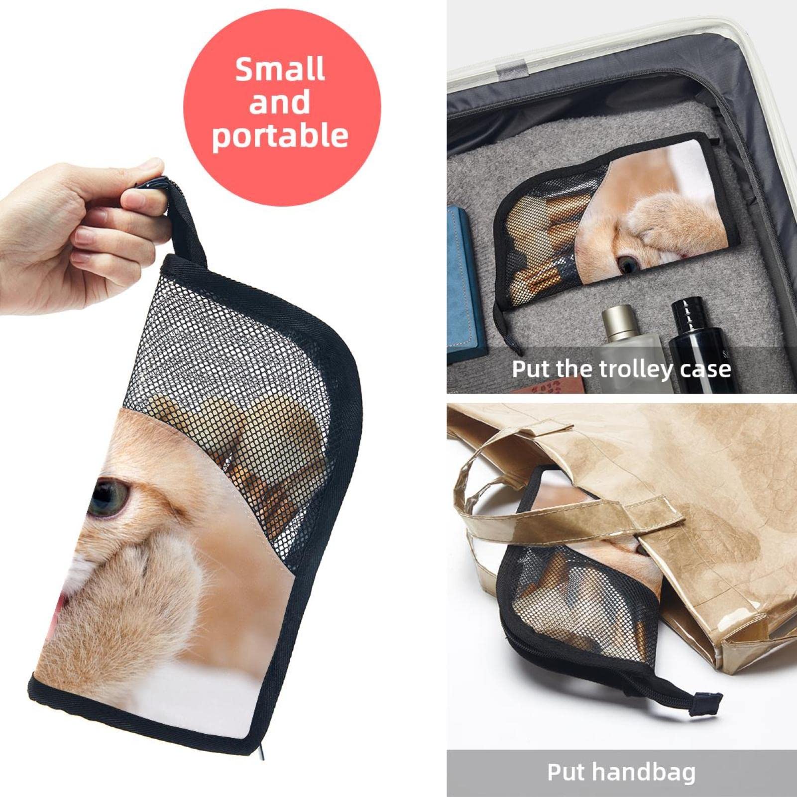 Portable Makeup Brush Organizer Bag with 12 Slots - Cute Kitty Design Travel Cosmetic Brush Holder Case - Perfect for Home, Travel & Professional Makeup Artists