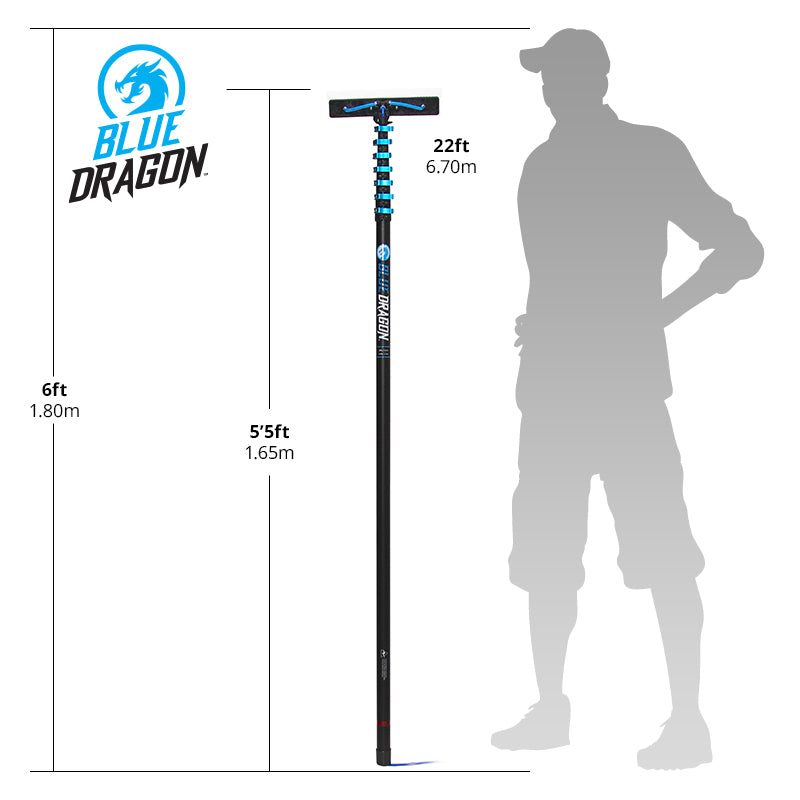 Blue Dragon Water Fed Pole Complete - Professional Window Cleaning Kit for High-Rise Buildings & Hard-to-Reach Areas