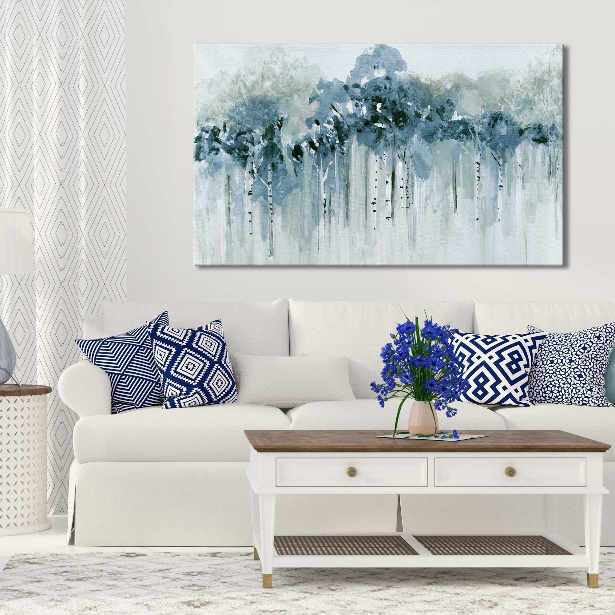 Blue Birch Morning by Susan Jill - Stunning Canvas Wall Art Print for Living Room, Bedroom & Office Decor