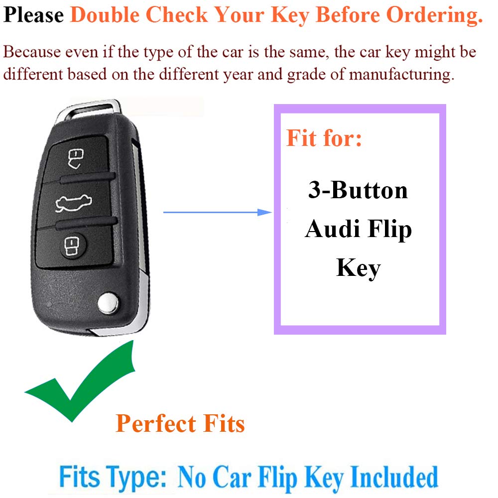 Premium SANRILY Genuine Leather Flip Key Cover for Audi A3 (2017-2018 Models) - Remote Key Fob Protector Case - Perfect for Daily Use, Car Key Protection & Style Enhancement