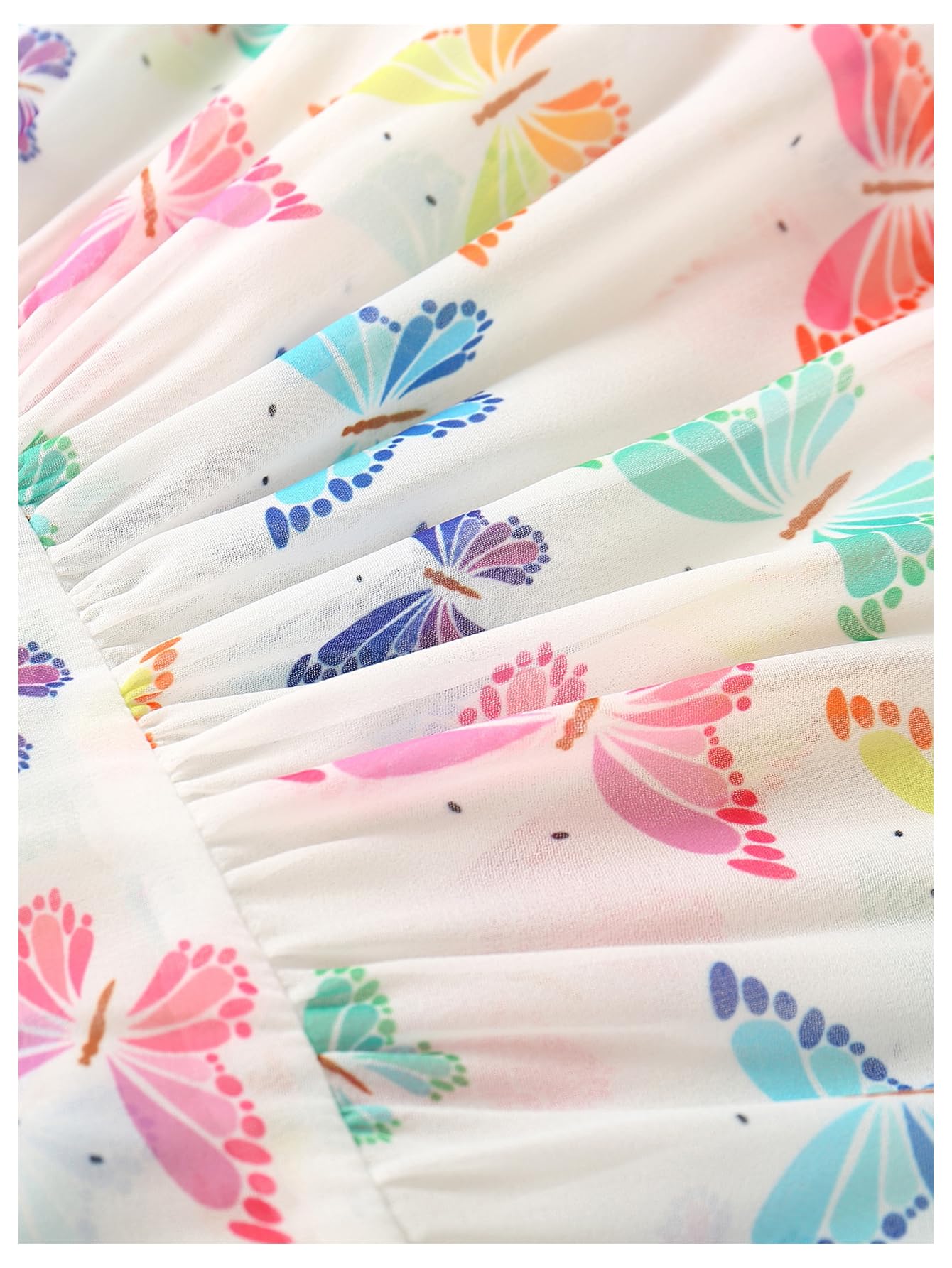 Cute Girls' Allover Print Ruffle Hem Bikini Cover Up Dress - Beach Swimwear, Pool Party Outfit, Summer Vacation Dress for Toddler & Kids