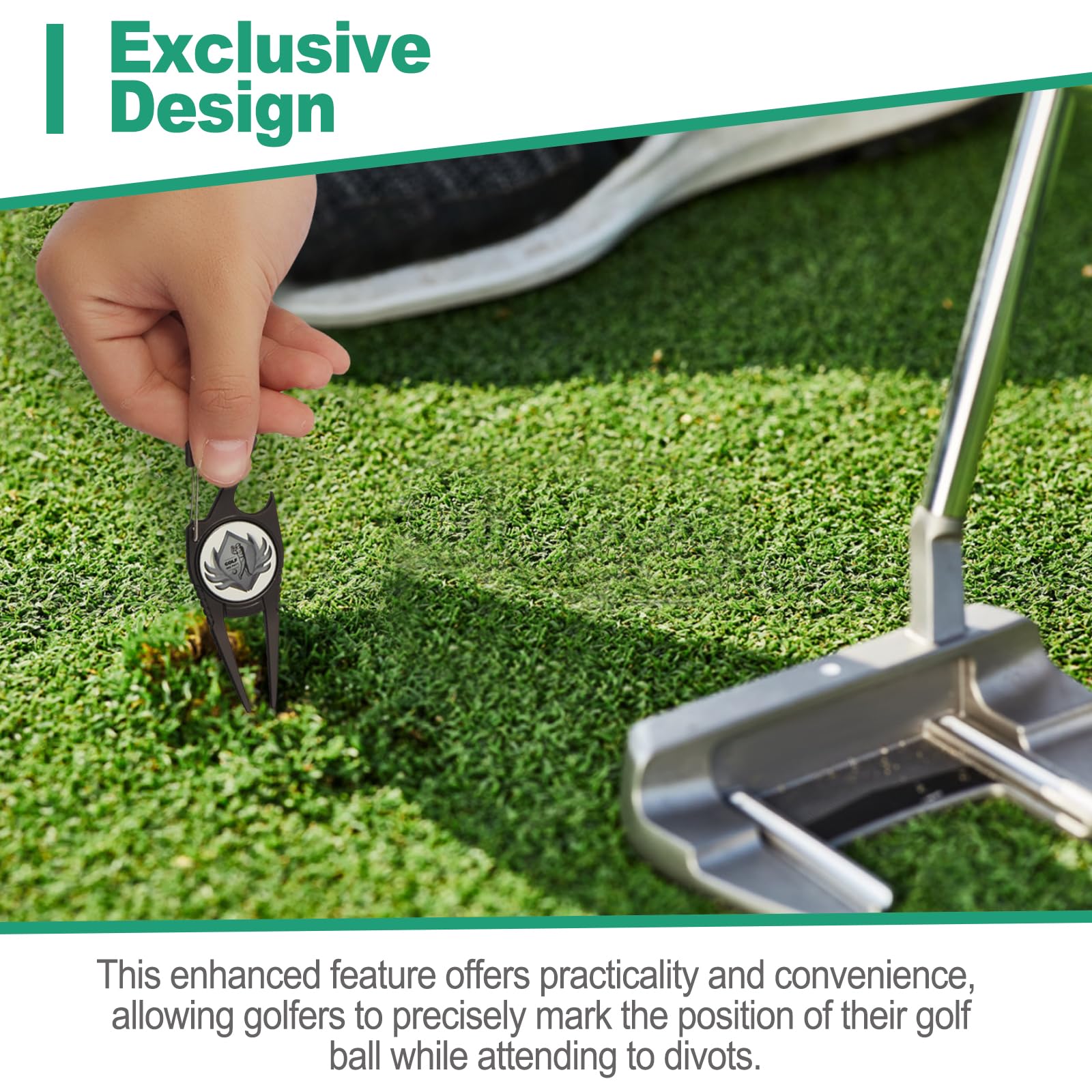 6-in-1 Golf Divot Repair Tool with Ball Marker & Club Holder - Premium Golf Accessories for Men & Women | Perfect Golf Gift for Players & Course Use