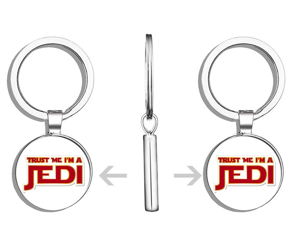 Trust Me I'm a Jedi Metal Keychain - Durable Round Key Ring for Star Wars Fans - Perfect for Keys, Backpacks & Gifts