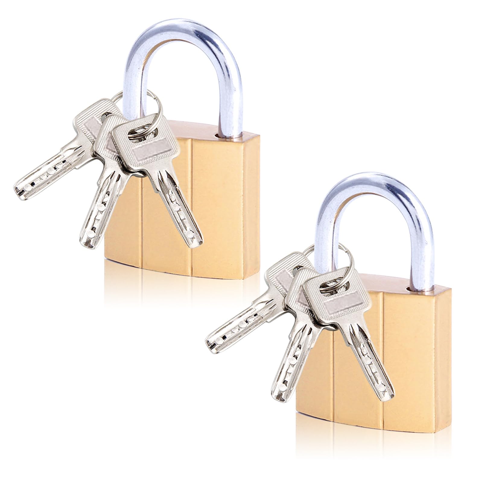 2PCS 32mm Brass Keyed Padlock with Keys - Heavy Duty Small Locker Lock for Gym, Suitcase, Luggage, Filing Cabinets & Outdoor Use - Secure Storage, Lockers & Travel Accessories