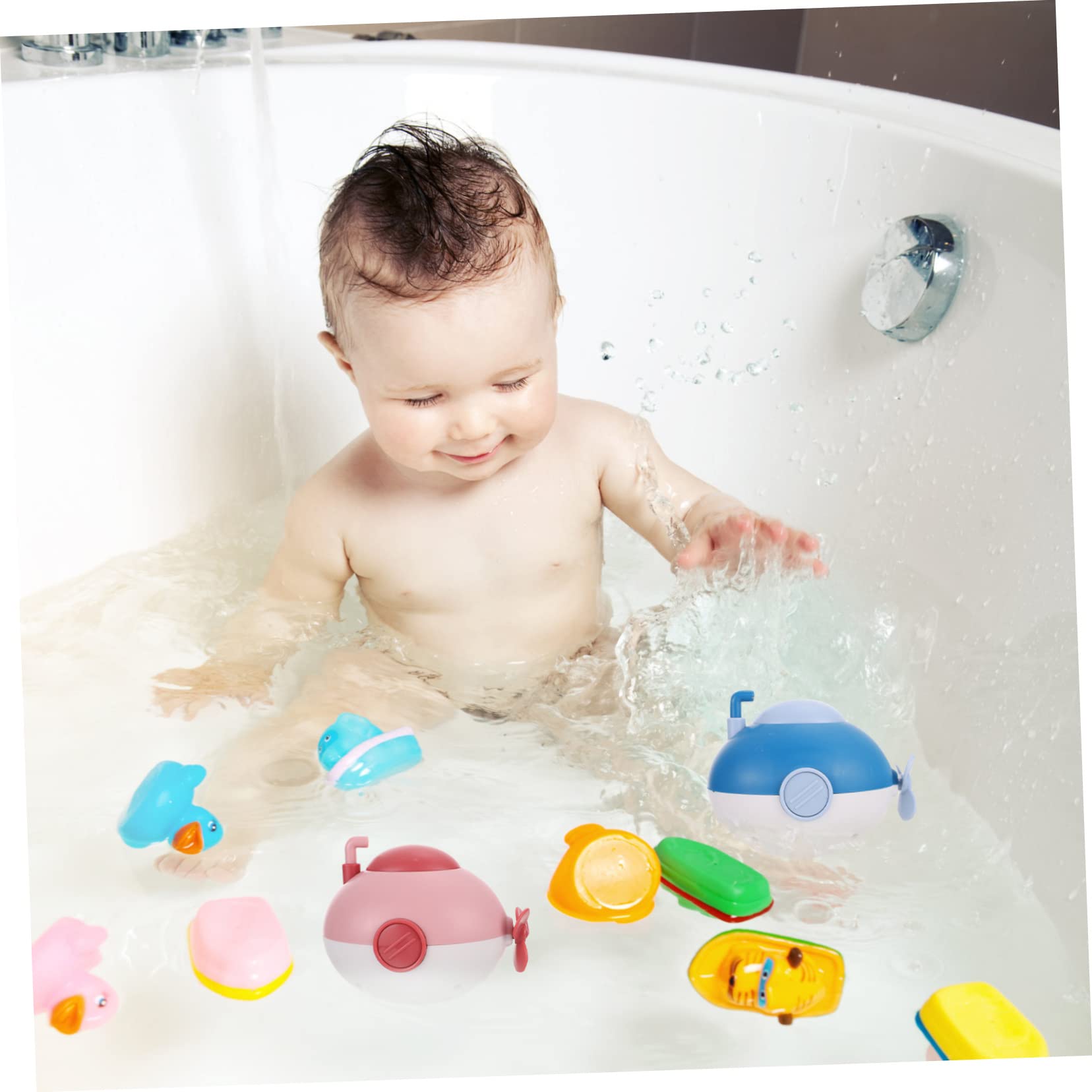 UPKOCH 4 Pack Wind Up Bath Toys for Kids - Fun Swimming Floating Bathtub Toys for Toddlers & Babies - Safe ABS Plastic Bath Time Play Set (Perfect for Pool Parties, Baby Showers & Sensory Play)
