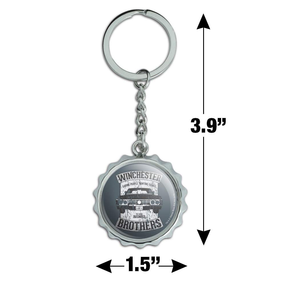 Supernatural Brother's Impala Keychain - Chrome Plated Metal Bottle Opener with Pop Cap - Perfect for Car Keys, Gift for TV Show Fans, Collectible Memorabilia