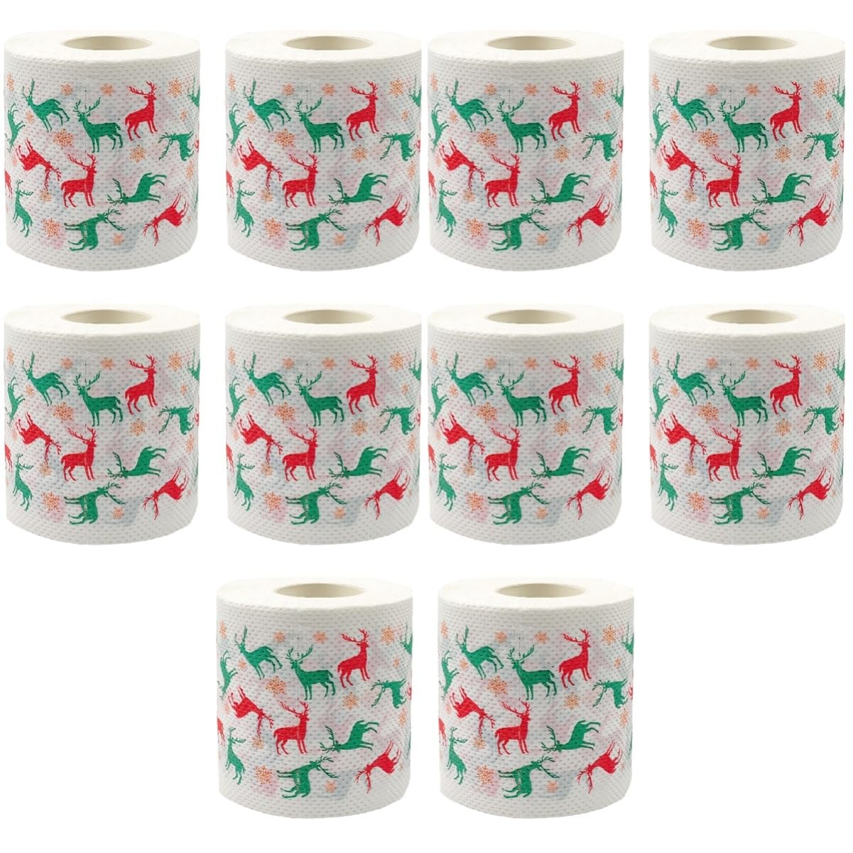 NOLITOY 10 Rolls Printed Christmas Napkins - Holiday Toilet Paper Decorations, Merry Christmas Bath Tissues Bulk Pack - Perfect for Xmas Parties, Home Decor & Festive Bathroom Accessories