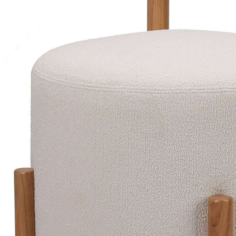 Art Deco Cream/Cerulean Upholstered Accent Stool with X Frame & Back - Perfect for Living Room, Bedroom, or Entryway Decor