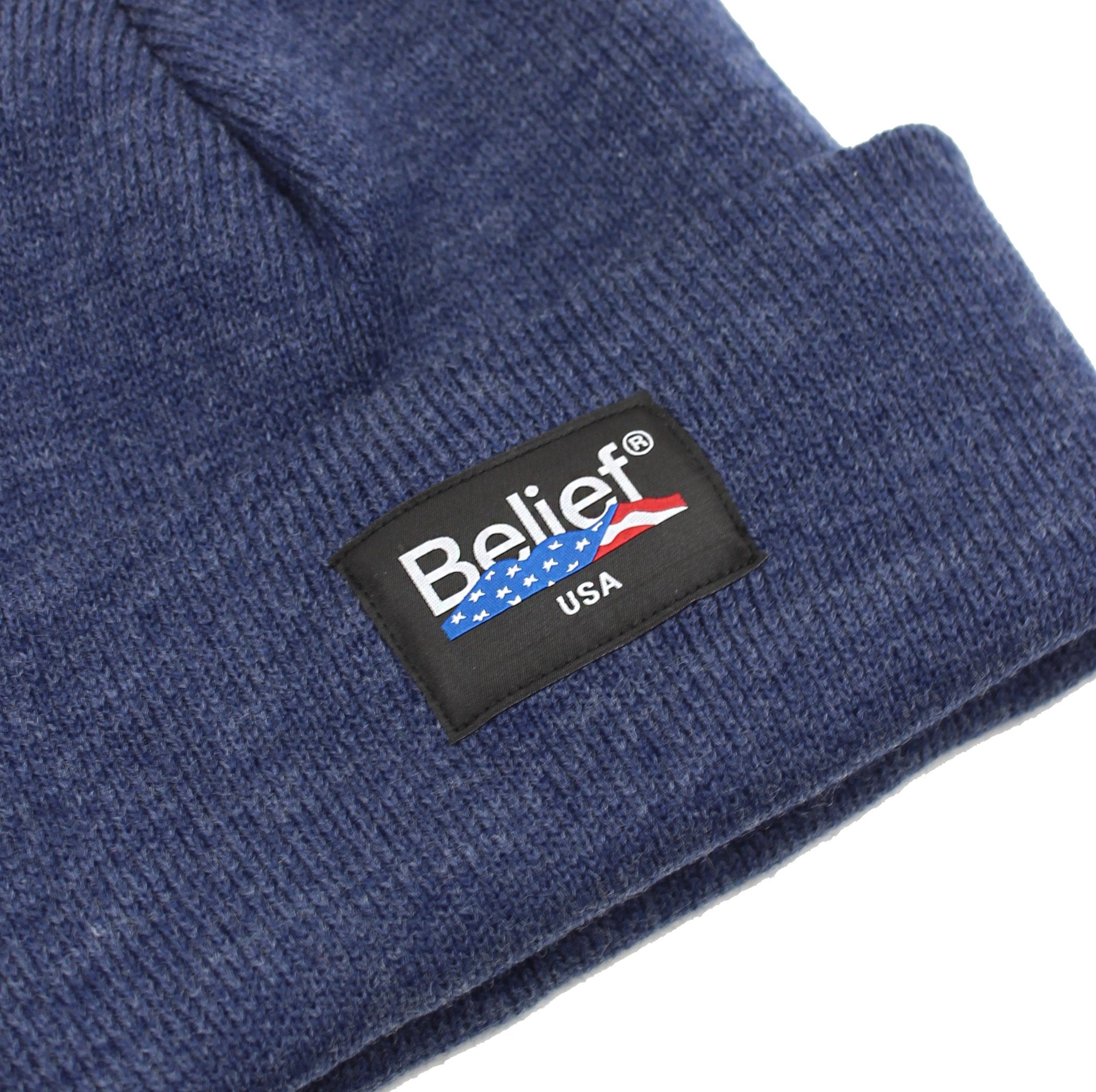 Belief NYC United Beanie - Stylish Denim Heather Knit Hat for Men & Women | Perfect for Winter, Outdoor Activities & Streetwear Fashion