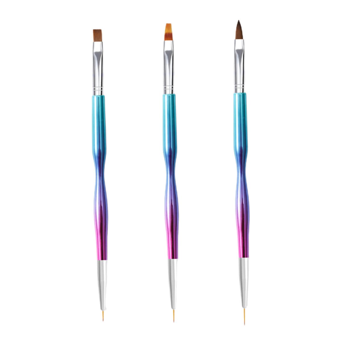 FOMIYES 3pcs Double Ended Nail Art Brush Set - Professional Nail Dip Kit Accessories for Manicure, Nail Design & Painting - Perfect for Salon, Home Use & DIY Nail Art