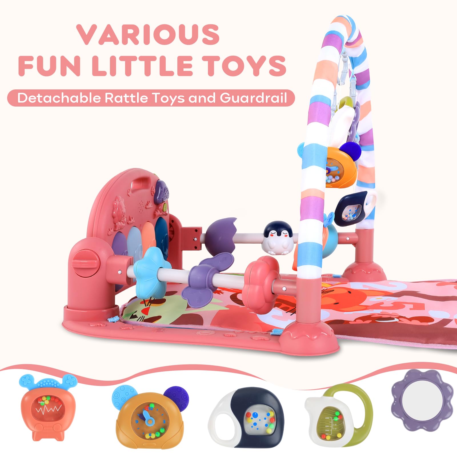 Looxii 2-in-1 Baby Play Gym & Tummy Time Water Play Mat with Kick & Play Piano, Lights & Sounds - Interactive Floor Activity Gym with Hanging Toys for Newborns 0-12 Months (Girl & Boy) - Perfect for Early Development, Sensory Play & Tummy Time Exercises