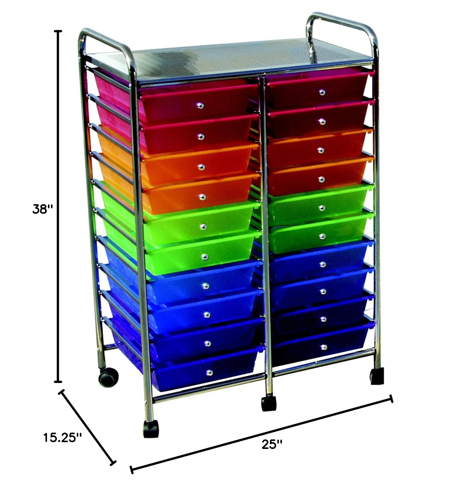 20-Drawer Mobile Organizer Cart - 25 x 38 x 15.25 Inches Rolling Storage Unit with Locking Wheels | Perfect for Classroom, Office, Craft Room & Home Organization (Multiple Colors Available)