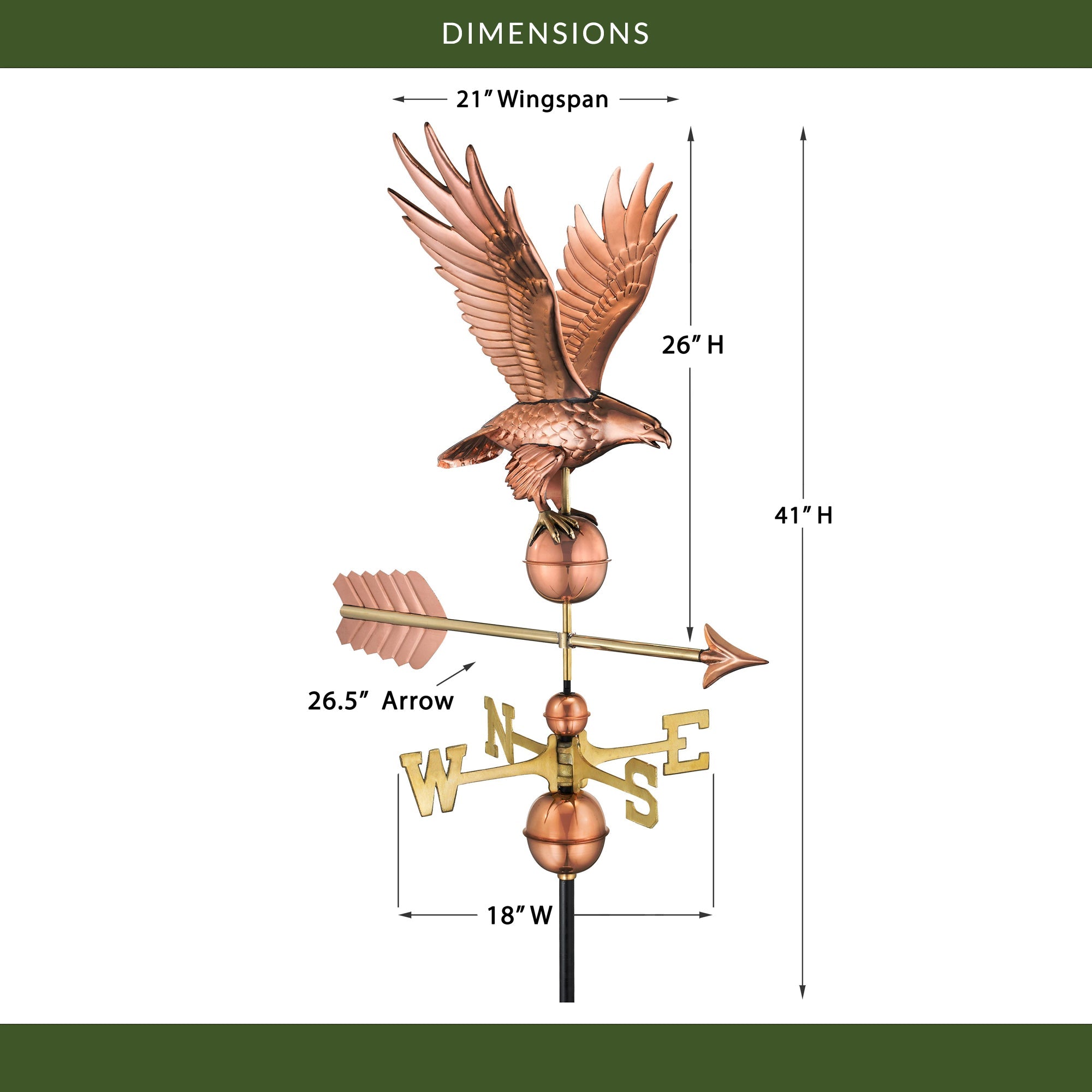 Freedom Eagle Weathervane - Handcrafted Copper Weather Vane for Roof, Garden & Farmhouse Decor | Perfect for Outdoor Home, Barn & Countryside Decoration