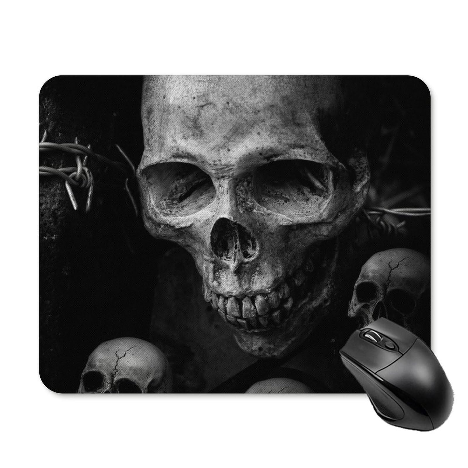 Scary Dark Skull Gaming Mouse Pad - Non-Slip Waterproof Mouse Mat for PC & Laptop (20x25cm) | Durable Office & Home Desk Accessory for Gamers & Professionals | Perfect for Horror Theme Setups & Halloween Decor