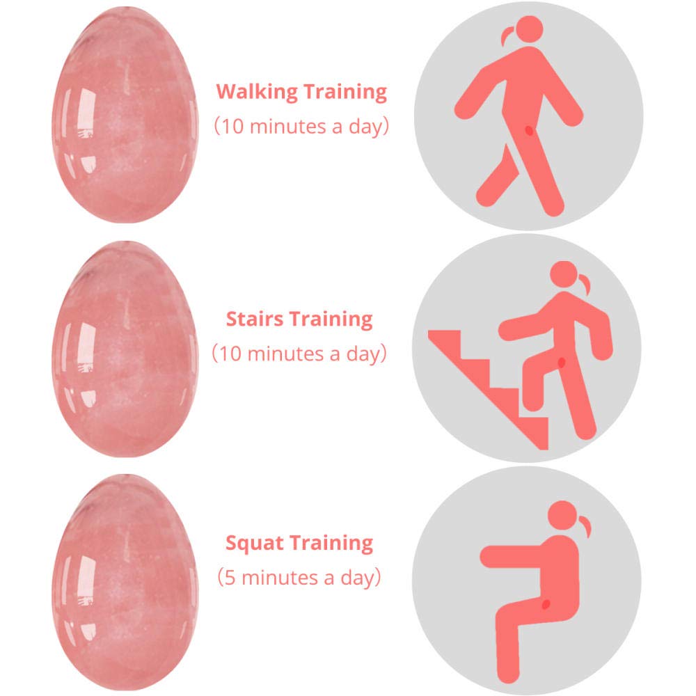 Natural Jade Yoni Egg for Kegel & Pelvic Floor Exercises - Undrilled Rose Quartz & White Howlite Egg (40x25mm) - Enhance Intimate Wellness & Feminine Energy