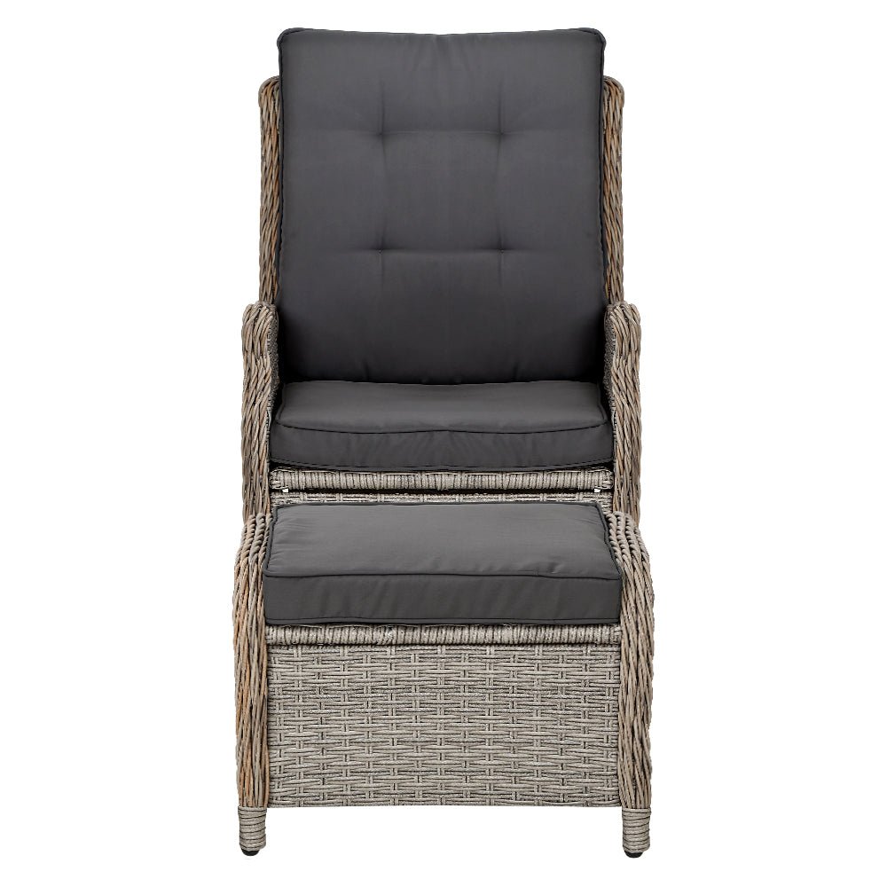 Ella Outdoor Recliner Patio Chair - Adjustable Grey Lounge Chair for Backyard, Poolside & Garden Relaxation - Weather-Resistant Patio Furniture for Comfortable Outdoor Lounging