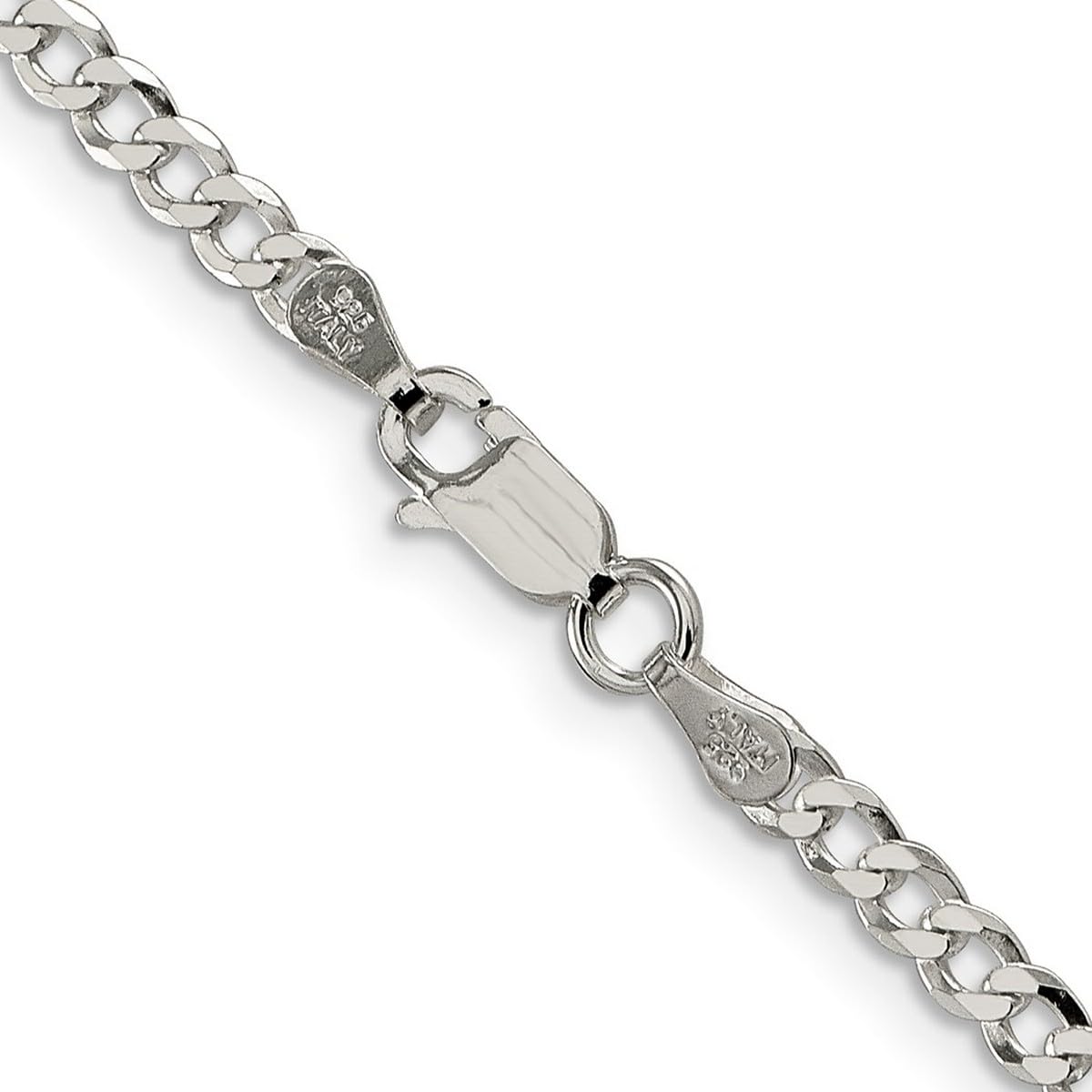 925 Sterling Silver Beveled Curb Chain Necklace for Women & Men - Adjustable Lengths 14
