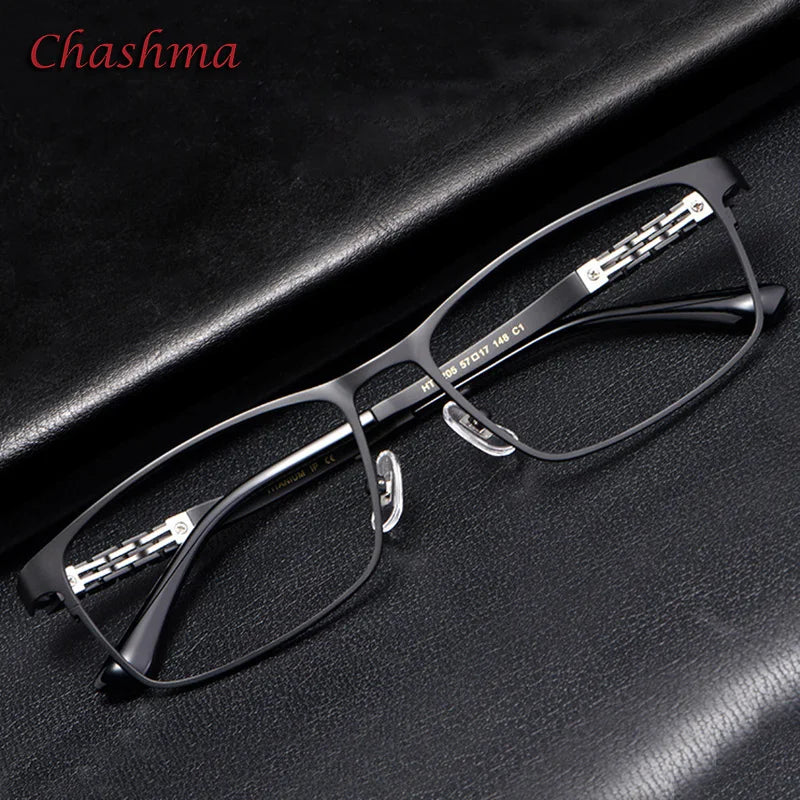 Men's Titanium Square Full Rim Eyeglasses 40205 - Lightweight & Durable for Work, Reading & Everyday Use