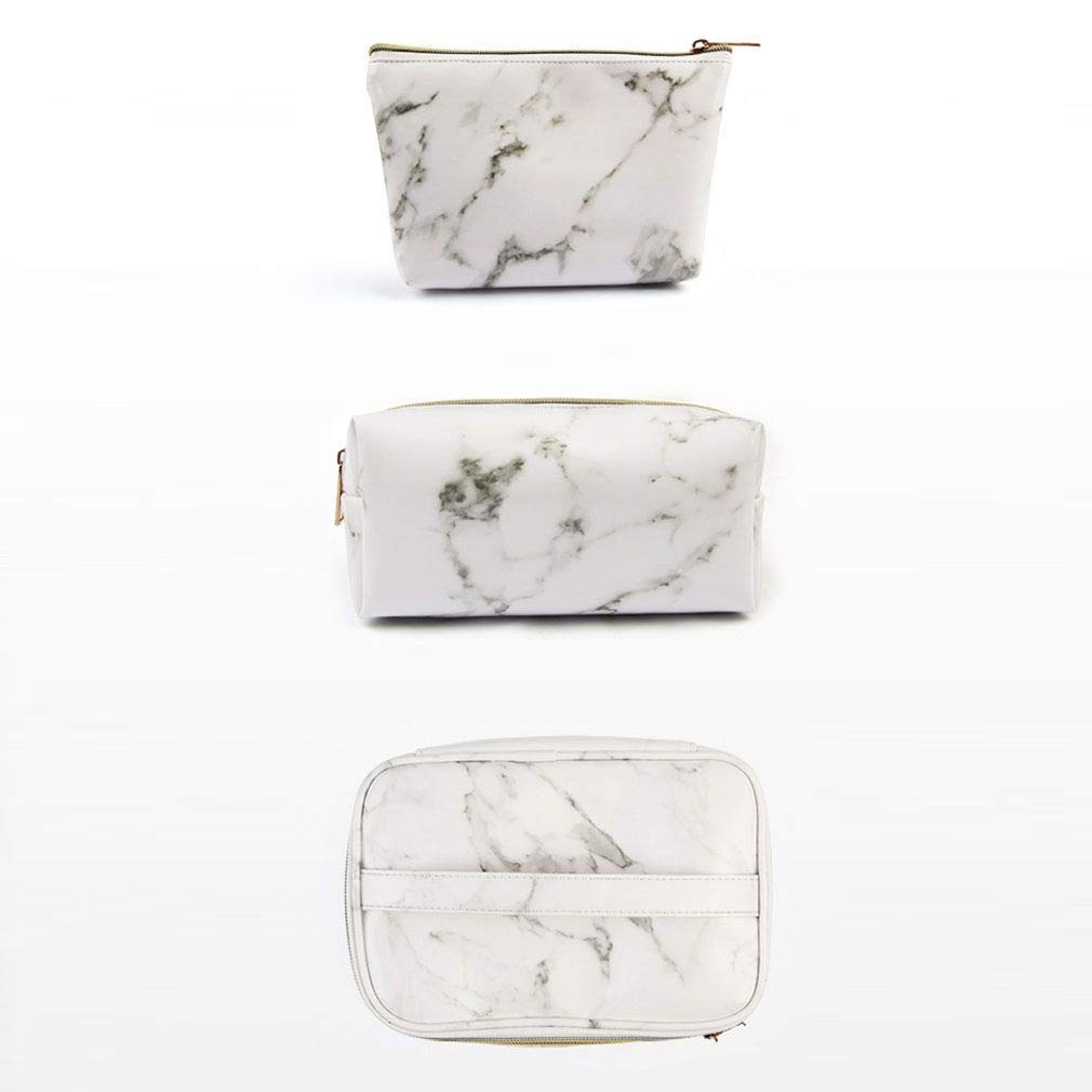 ASWER 3Pcs Marble Makeup Bags - Waterproof Travel Cosmetic Organizer for Women & Girls | Perfect for Toiletries, Makeup Storage & Travel Essentials (Home, Gym, Vacation)